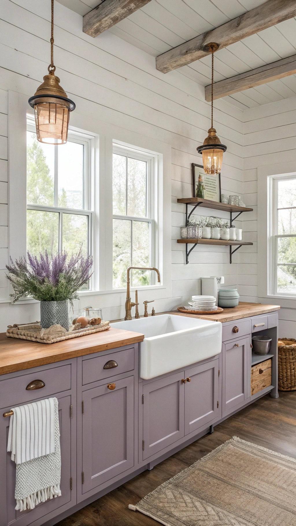 purple farmhouse island makeover