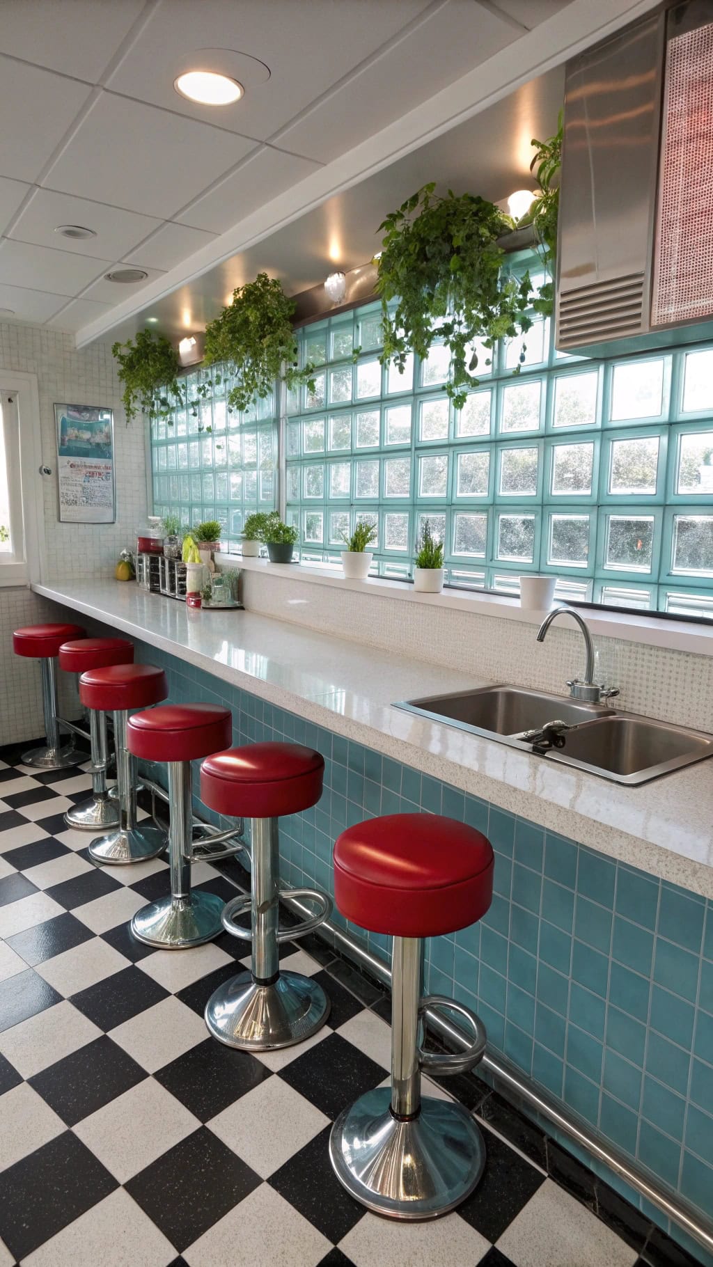retro blue glass glamour