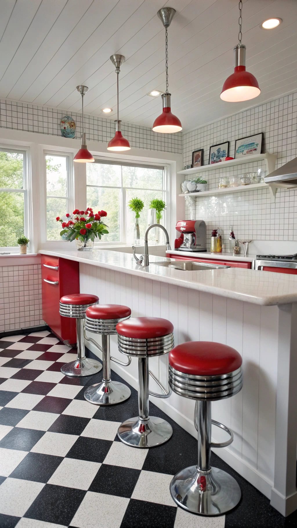 retro diner kitchen vibes
