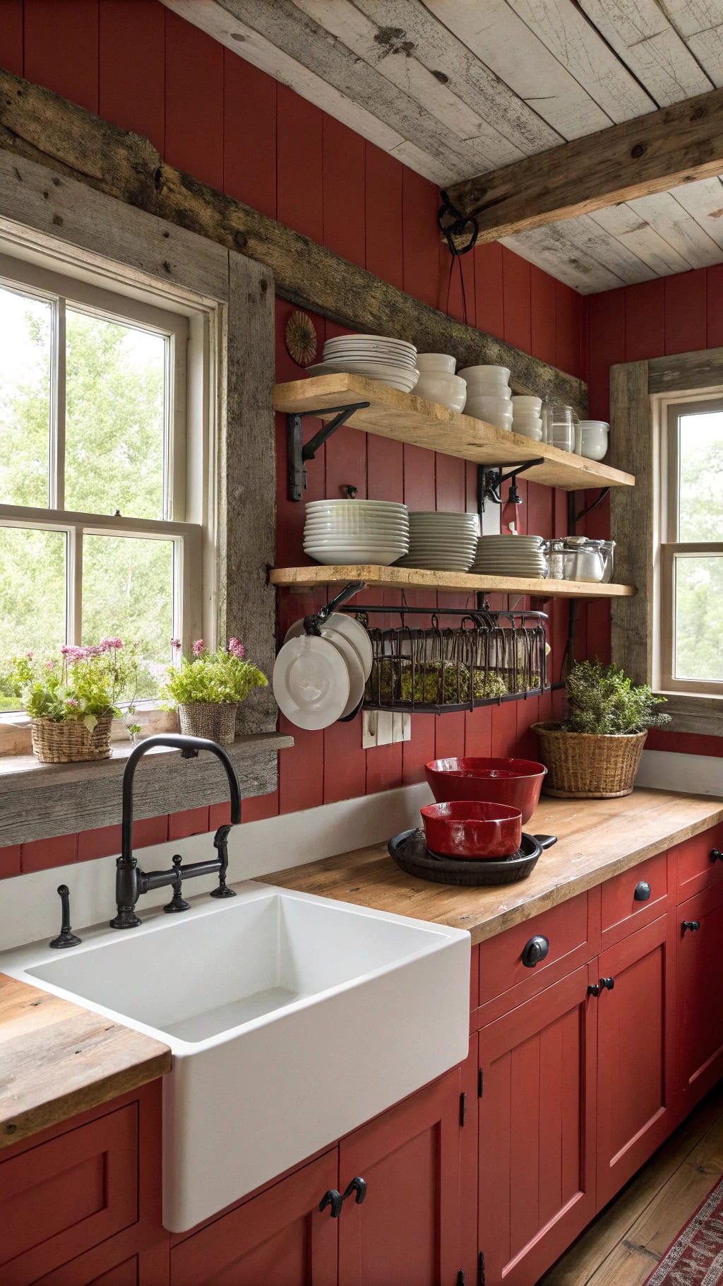 rustic barn red accents
