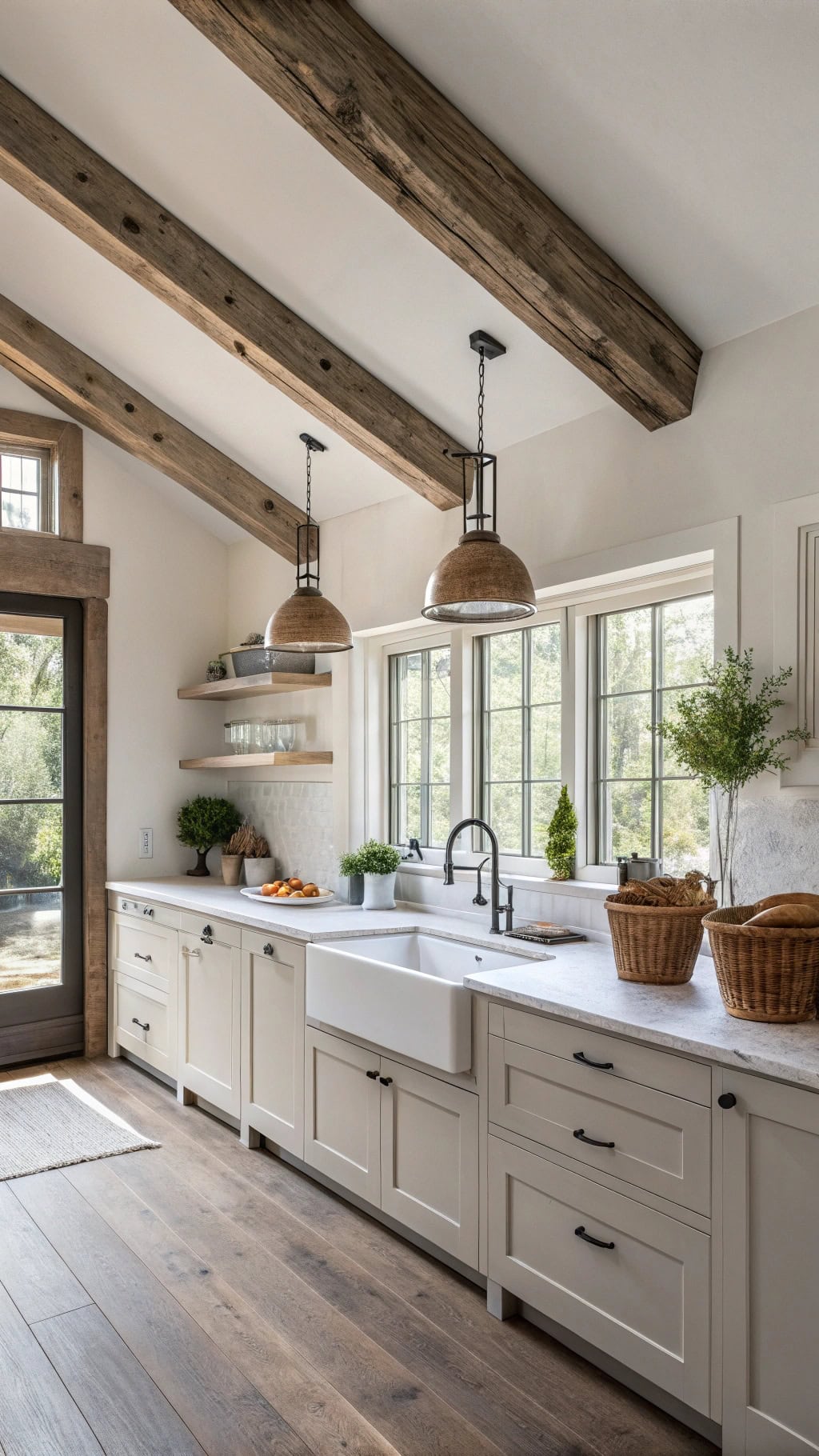 rustic beams modern contrast