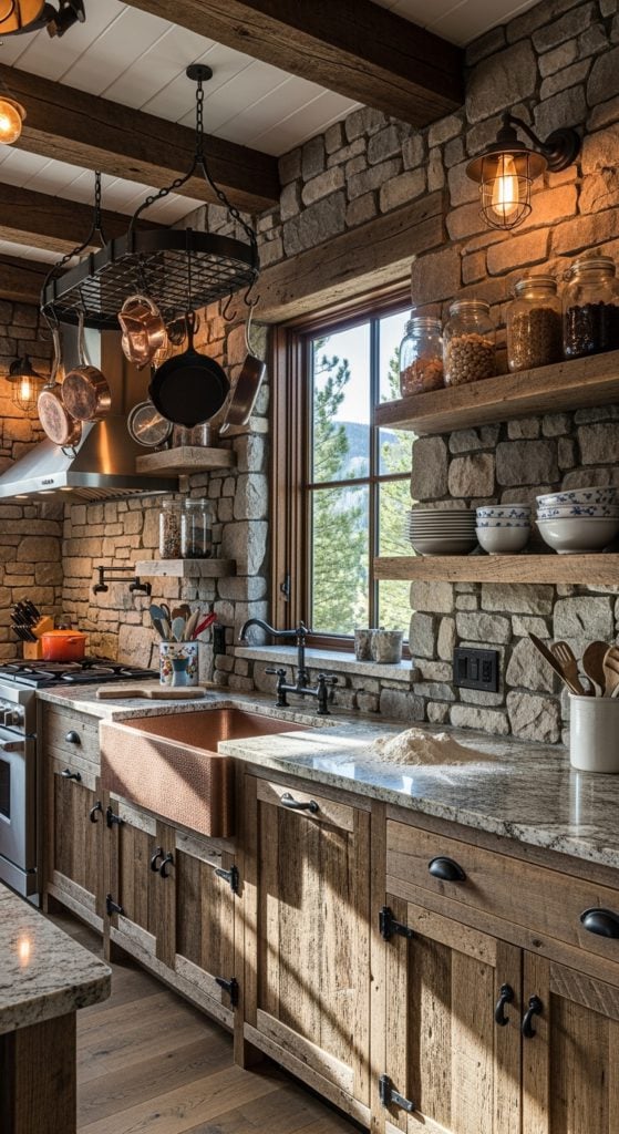 23 Beautiful Stone Wall Kitchen