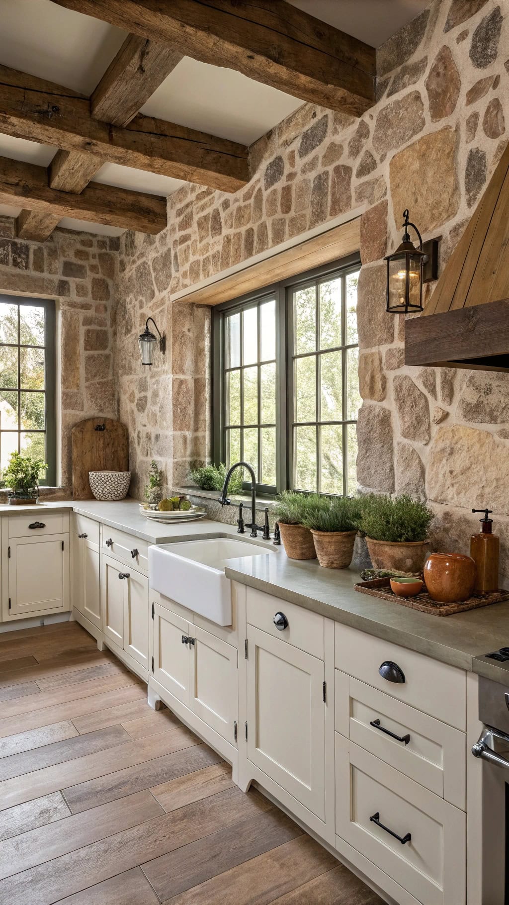 rustic taupe stone elements