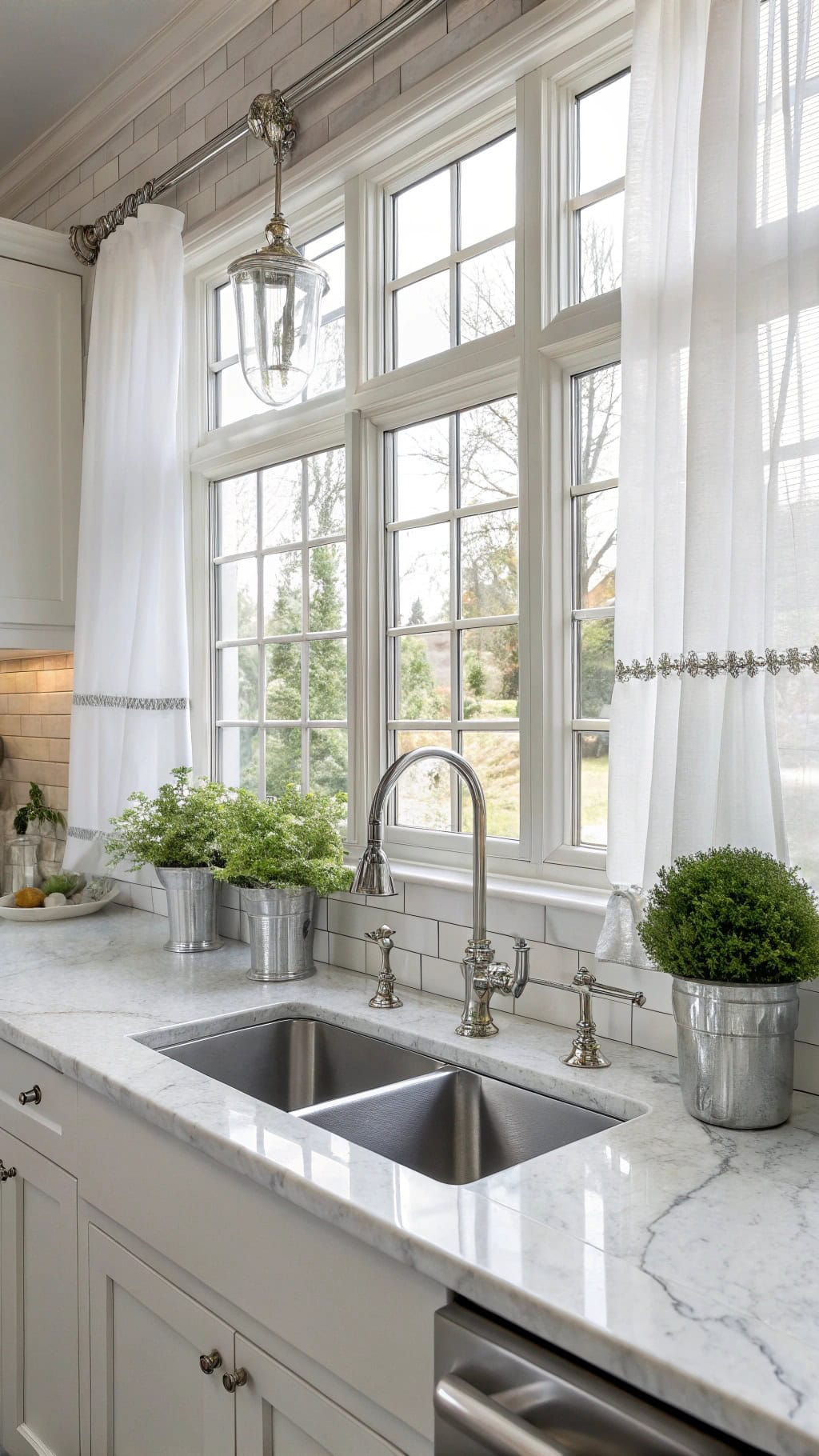 silver window treatment accents