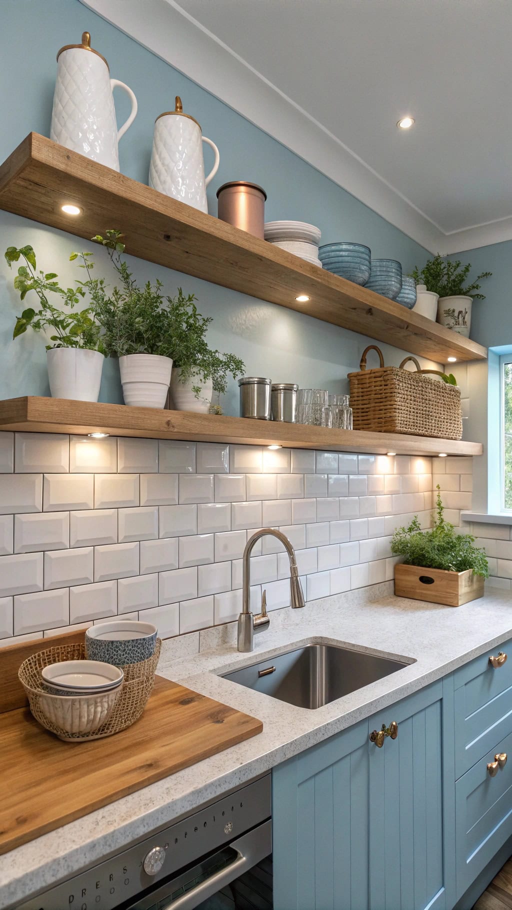 sky blue shelving display ideas