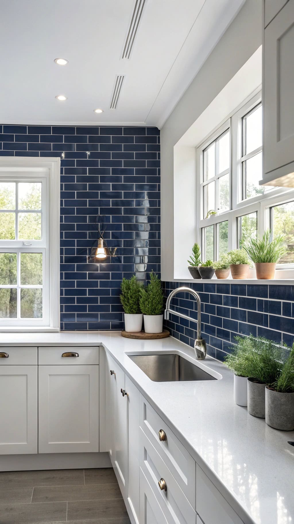 sleek blue subway tiles