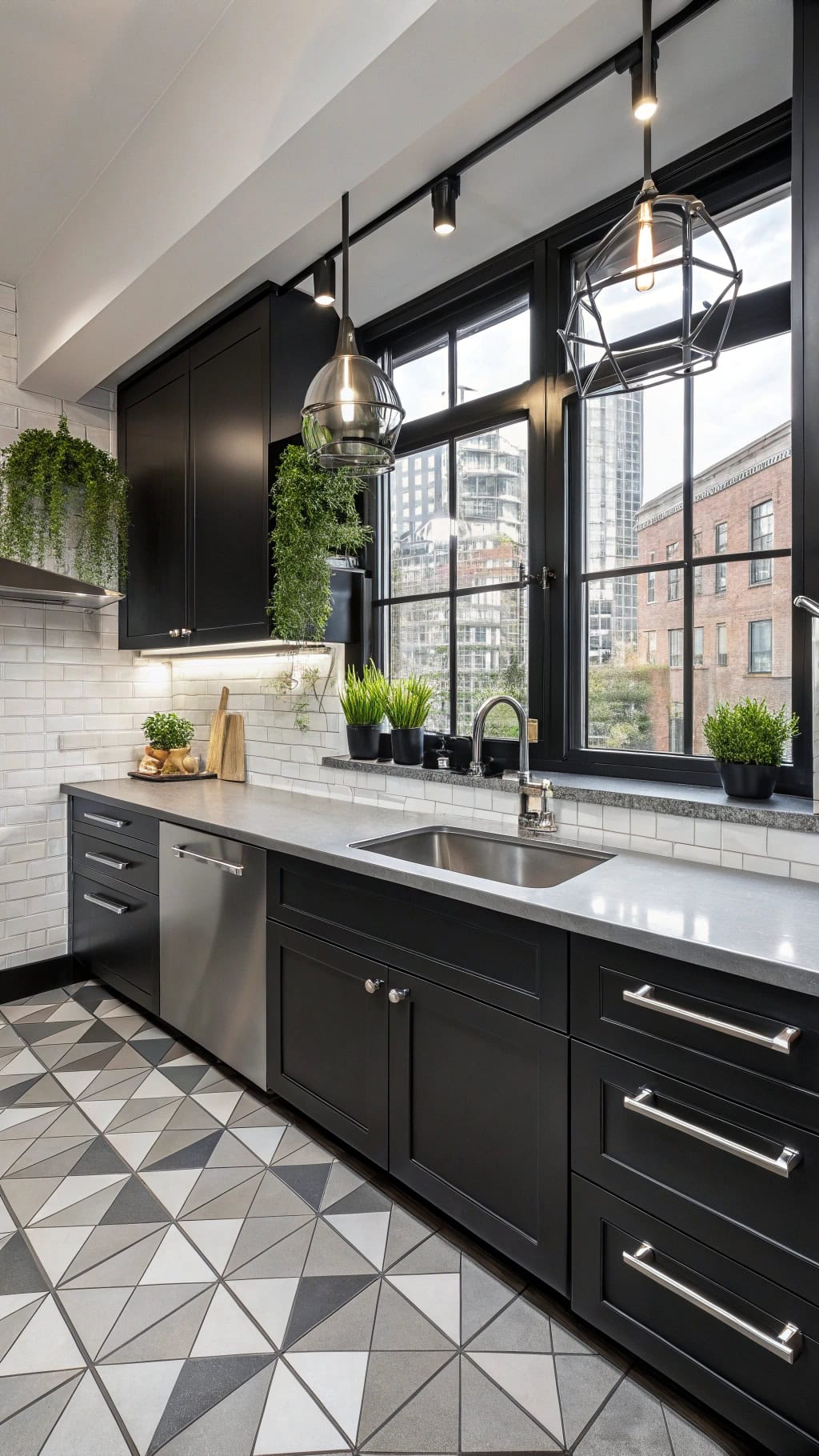 sleek chrome accents kitchen