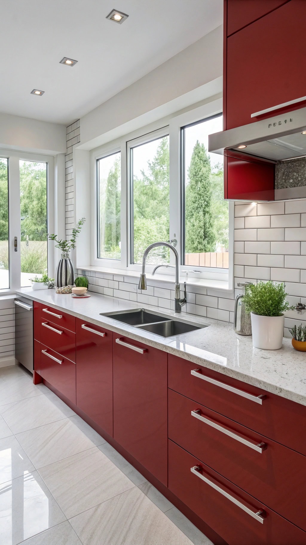 sleek chrome handles elevate