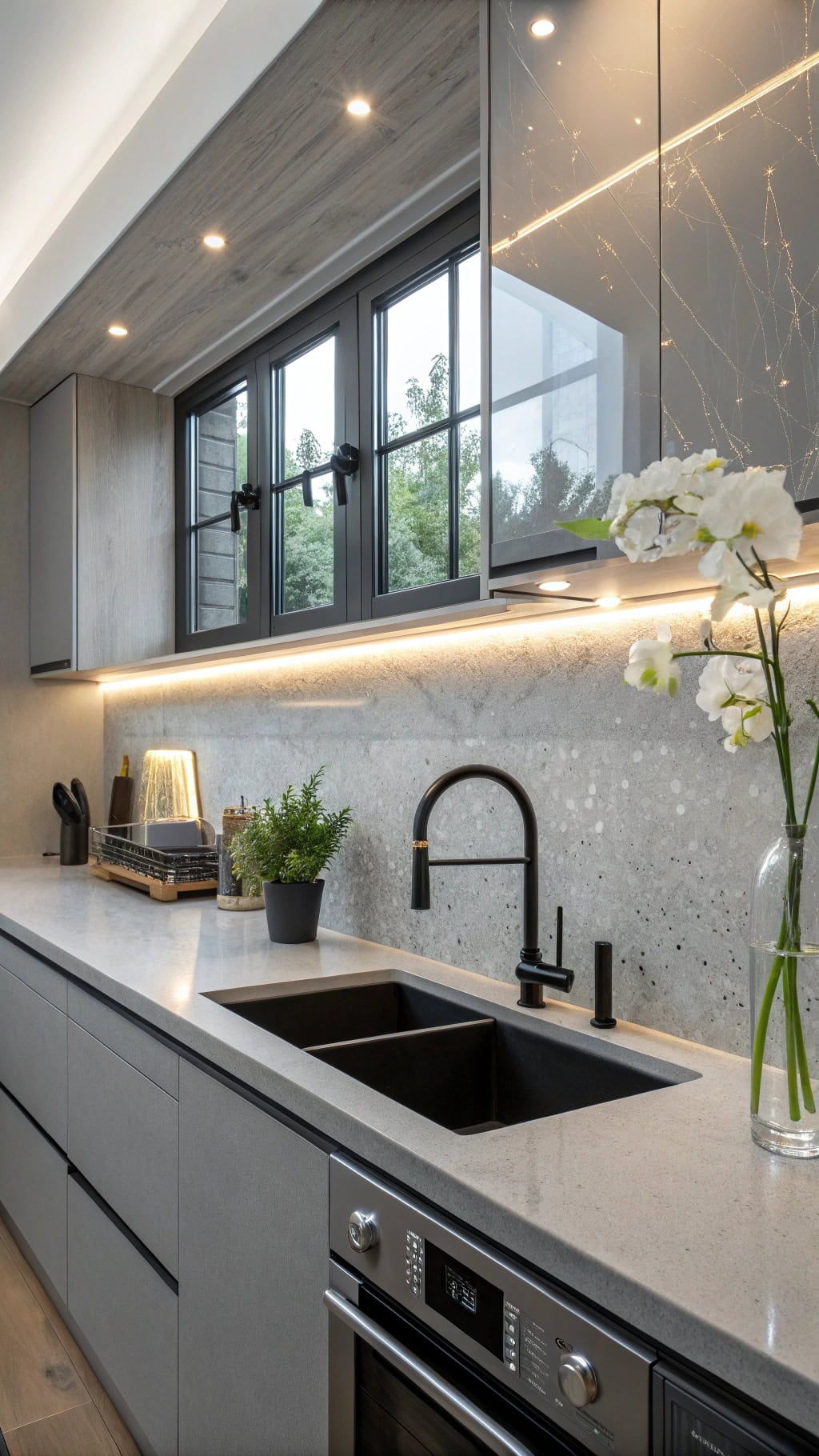 sleek gray glass panels