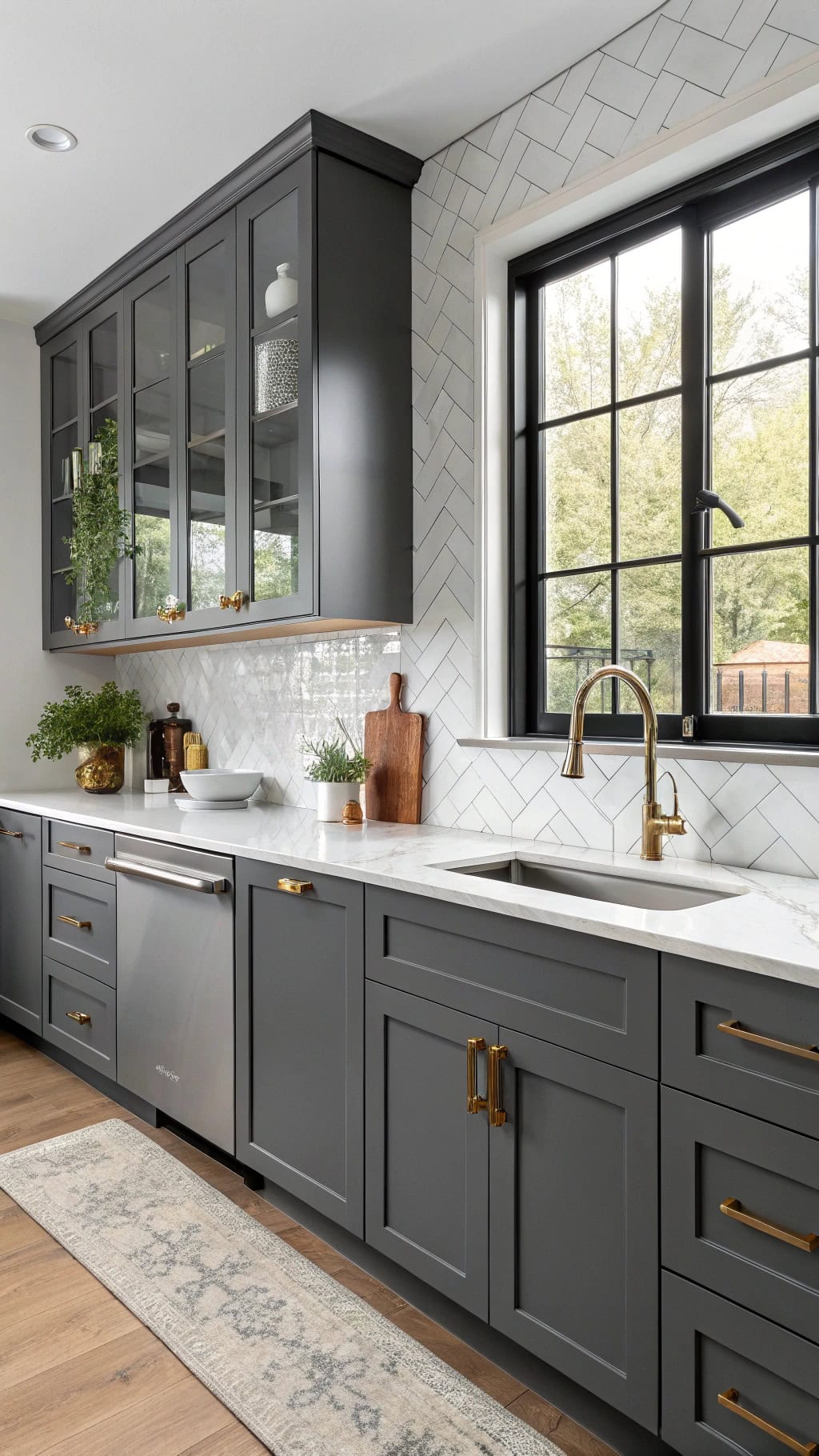 sleek gray minimalist cabinetry