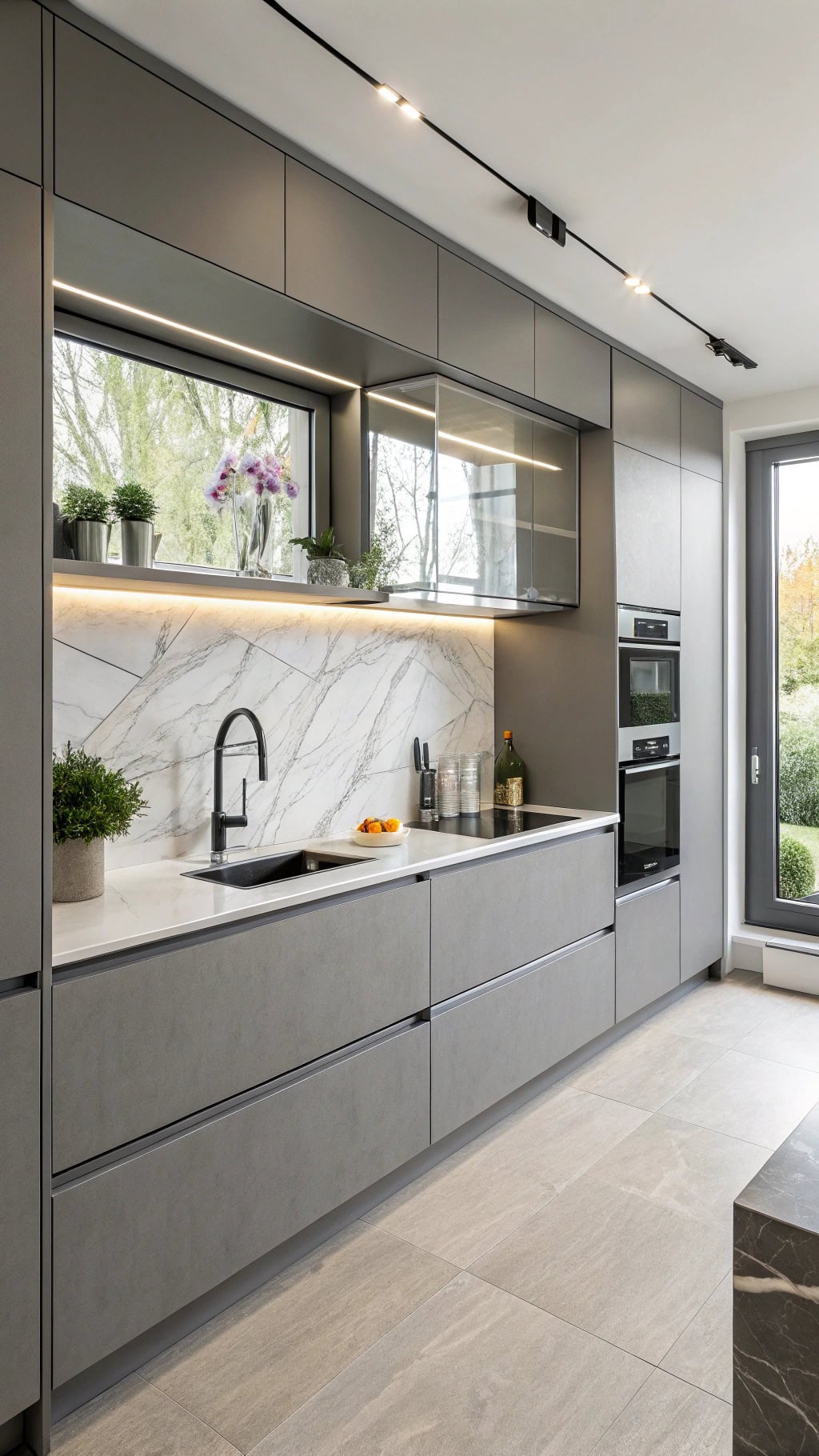 sleek handleless cabinetry design