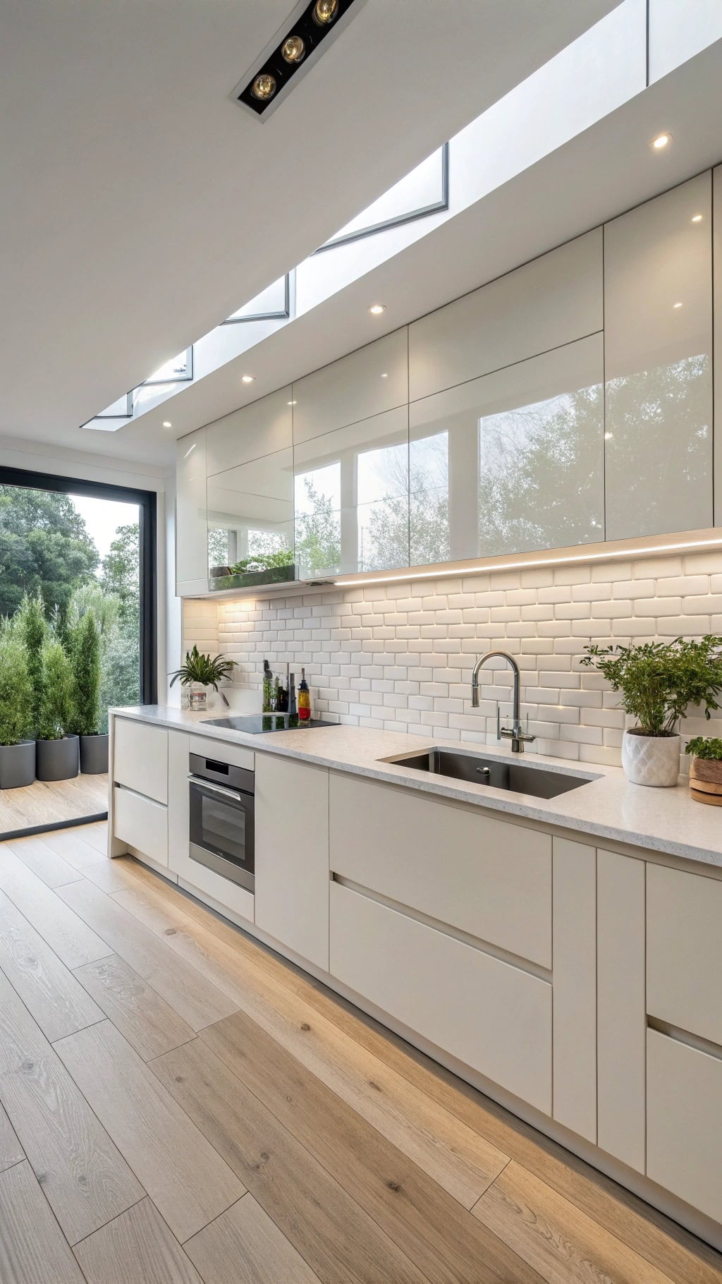 sleek minimalist ivory cabinets