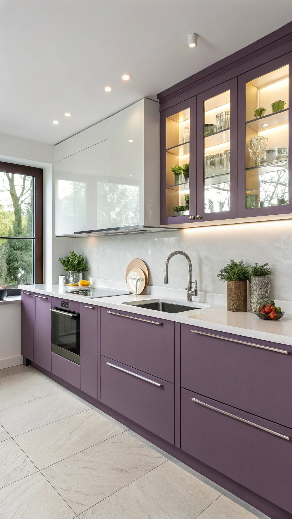 sleek purple cabinet sophistication