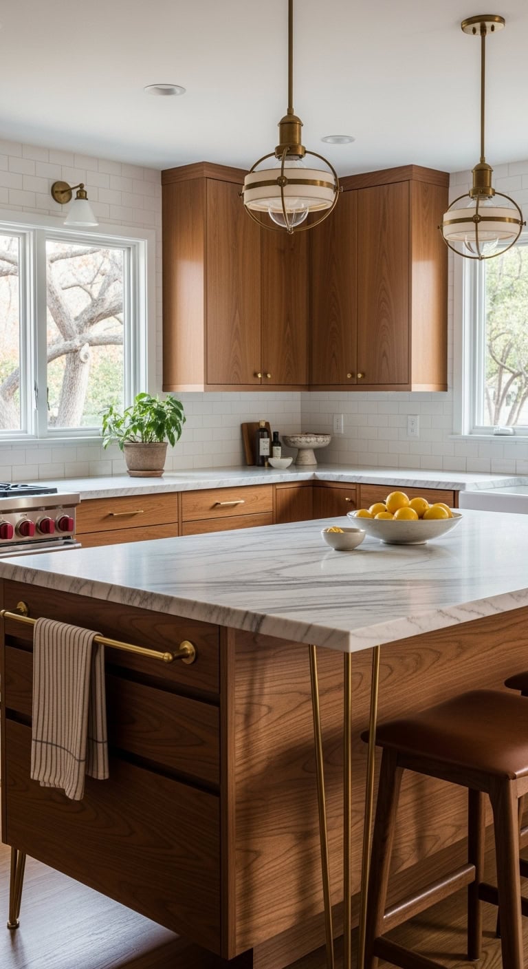 sleek sophisticated midcentury modern kitchen island