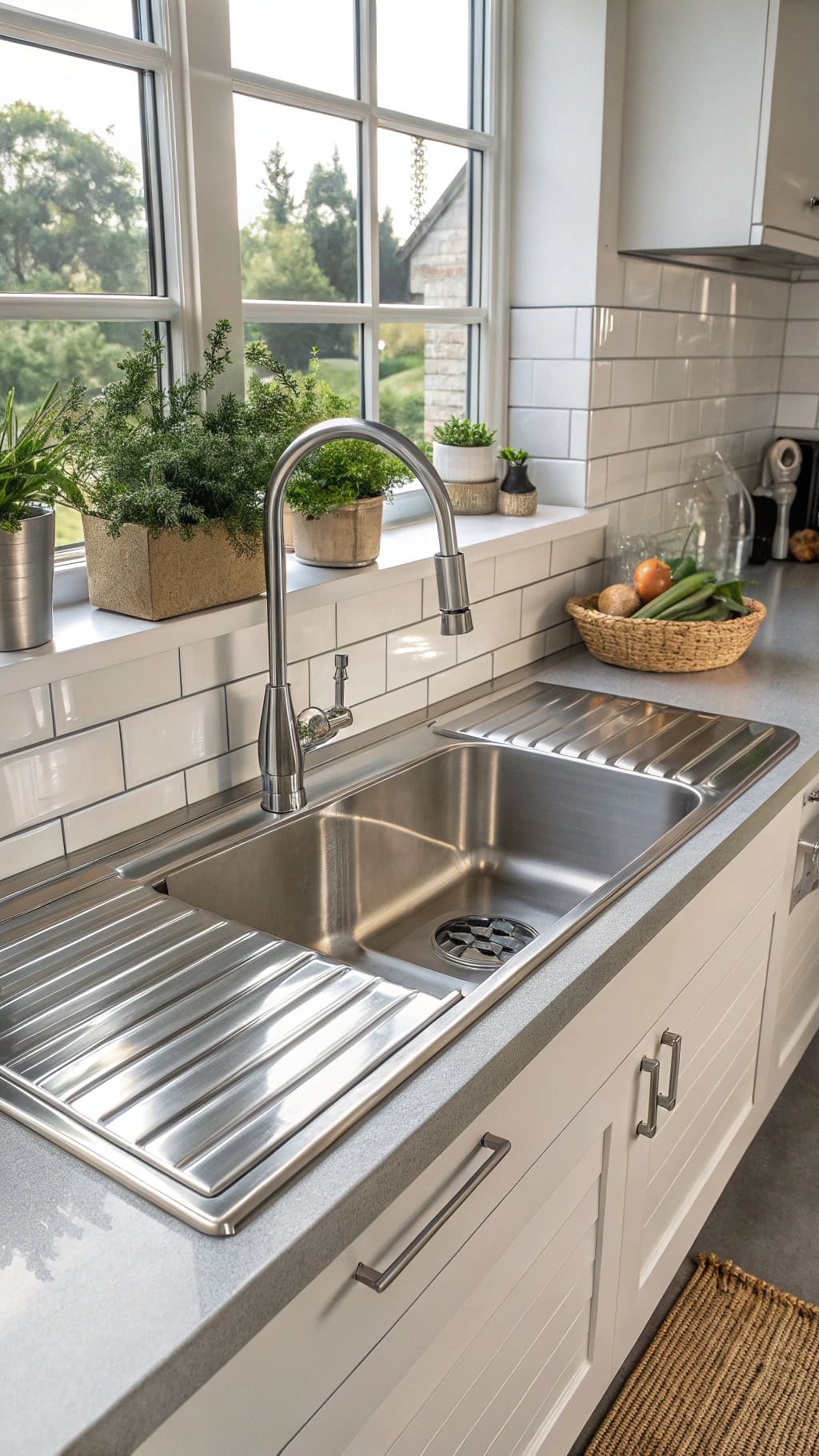 sleek stainless steel accents