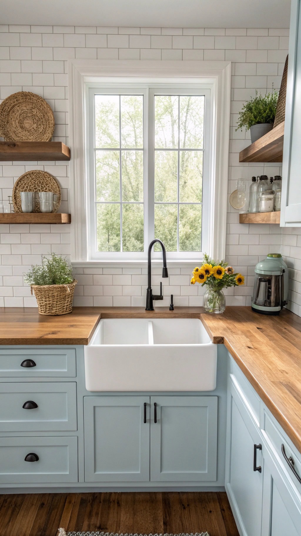 soft blue kitchen centerpiece
