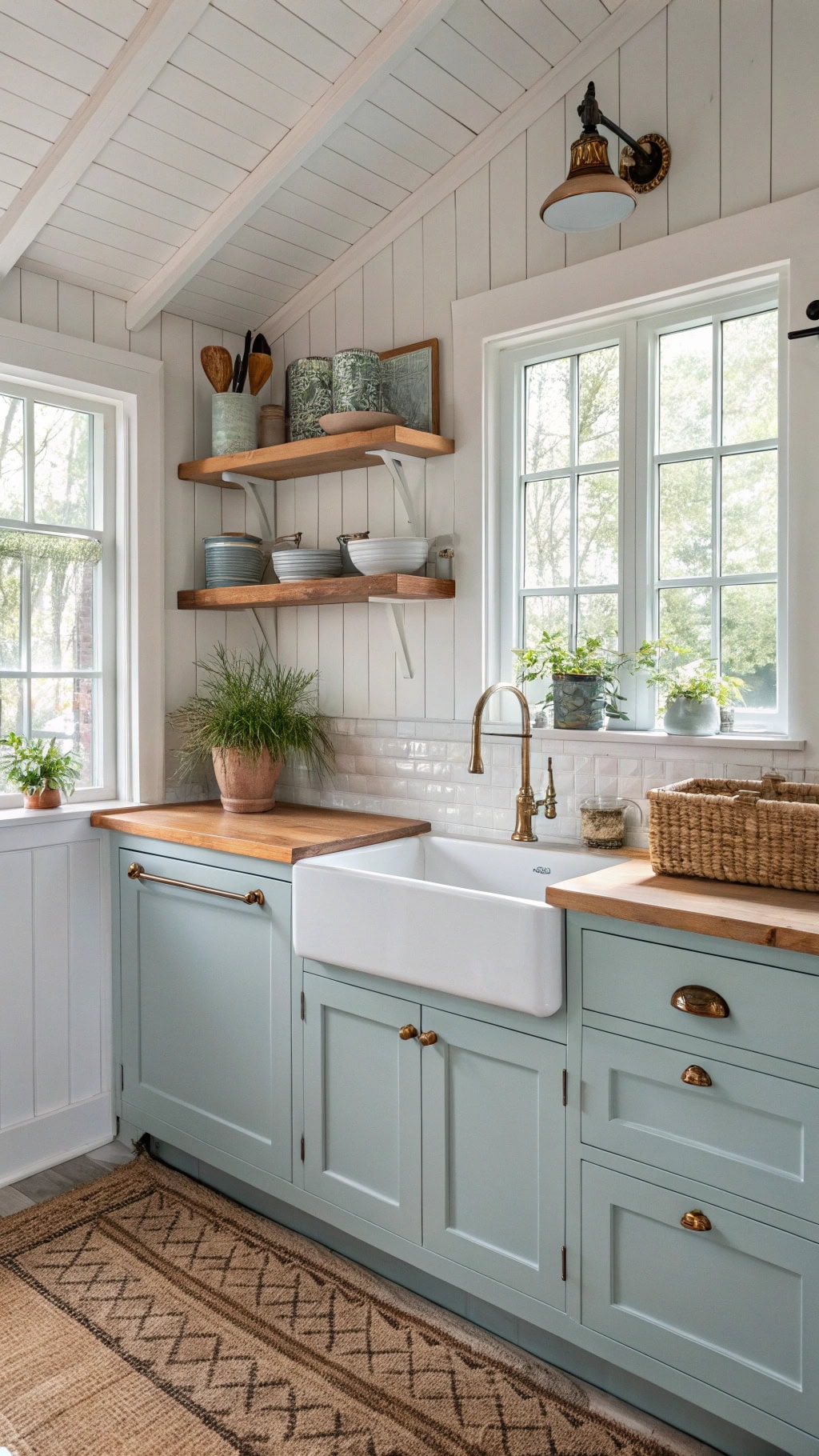 soft blue kitchen island