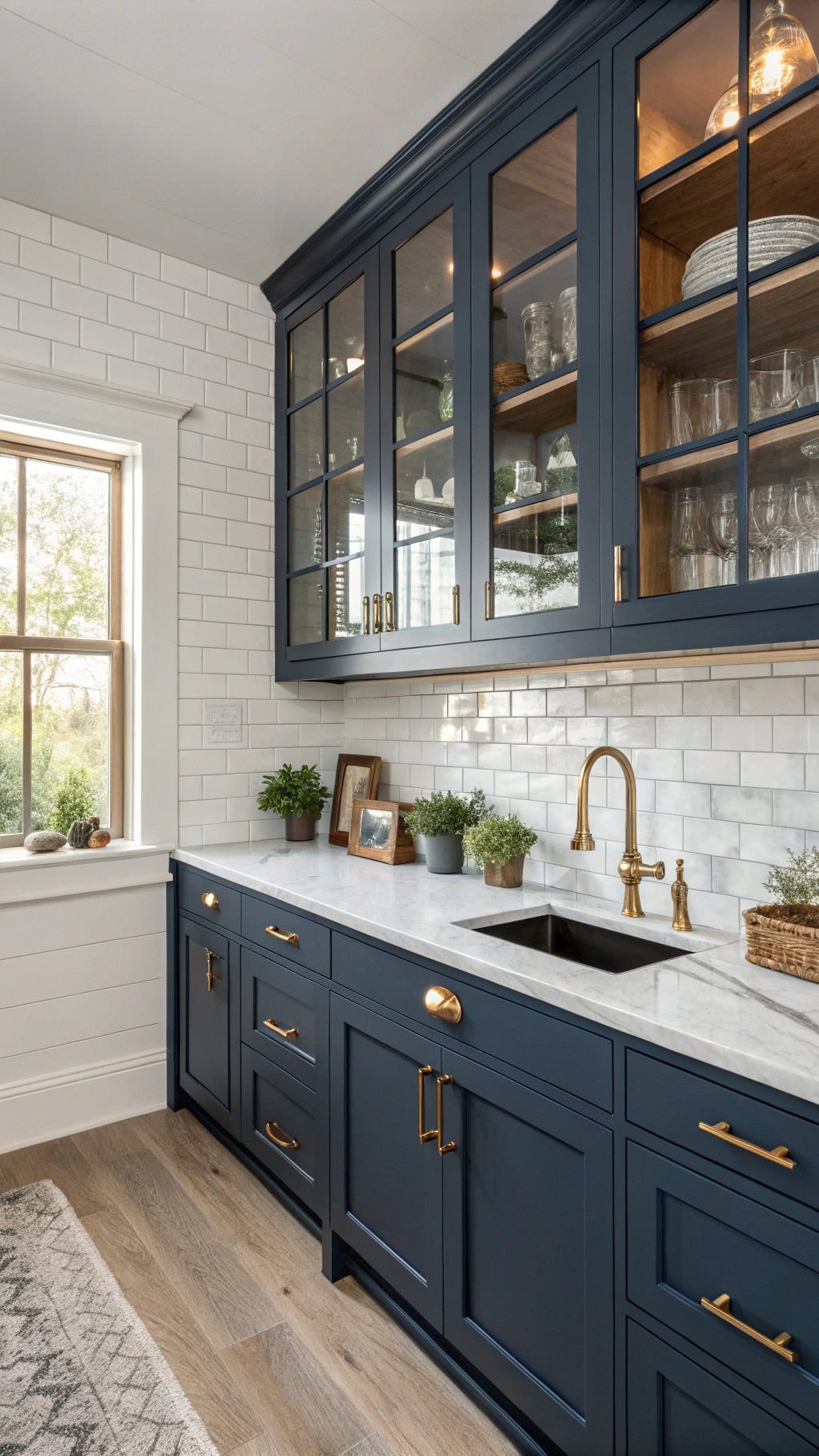 sophisticated navy butler s pantry