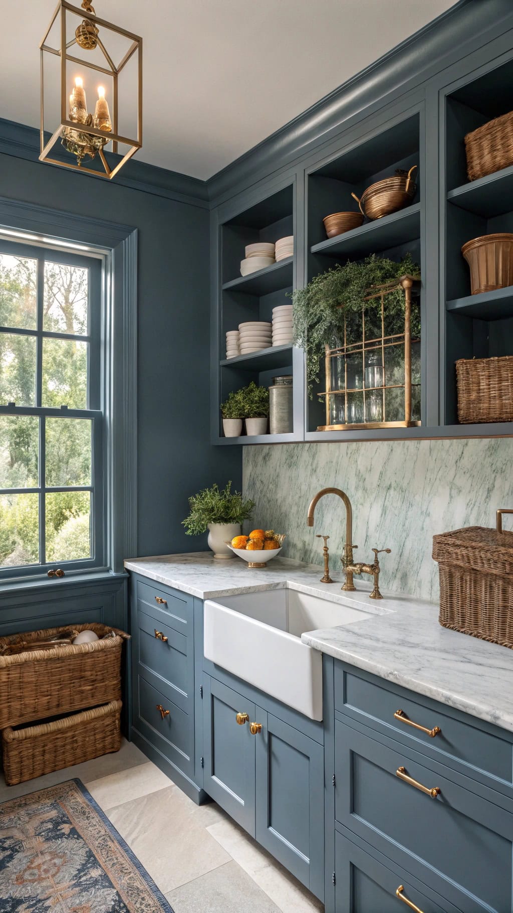 sophisticated slate blue pantry