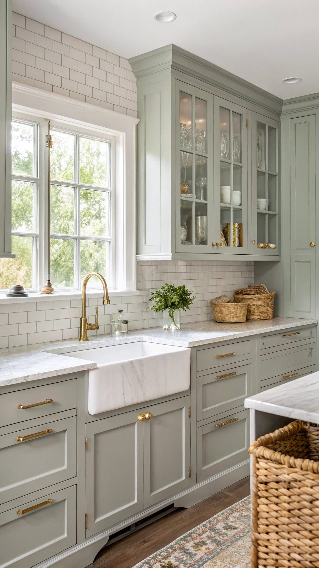 sophisticated soft gray cabinets