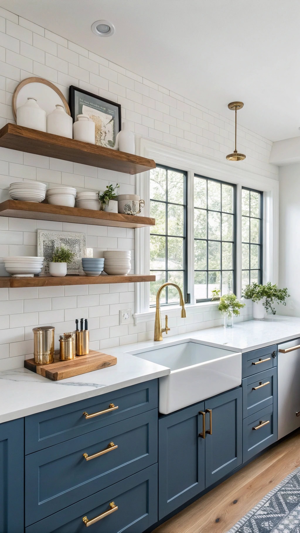 sophisticated steel blue shelves