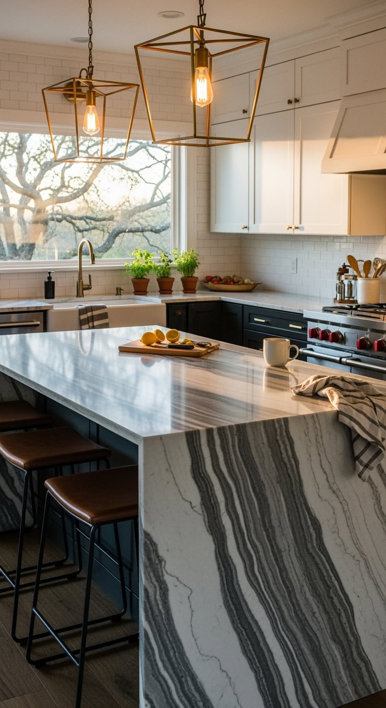 striking stone island elegant centerpiece kitchen