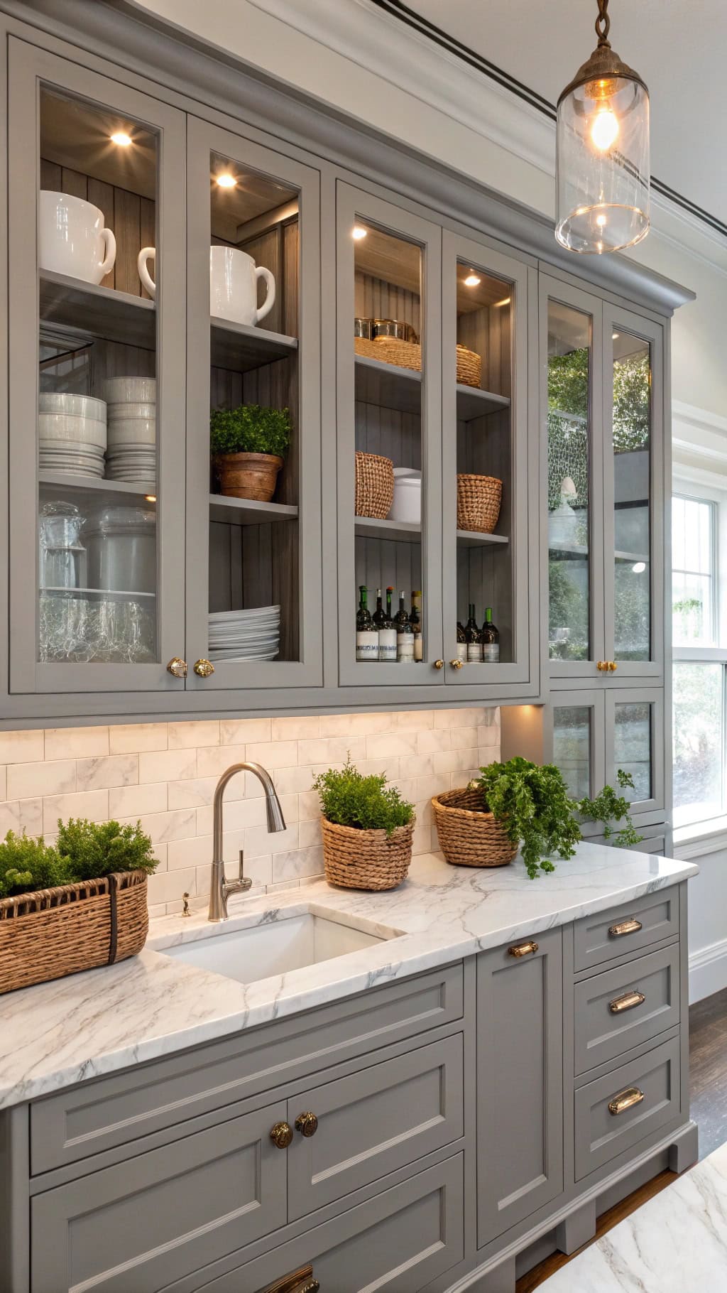 stylish glass front cabinet displays