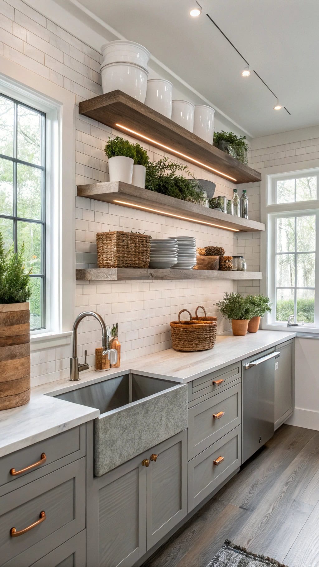 stylish gray wood shelves