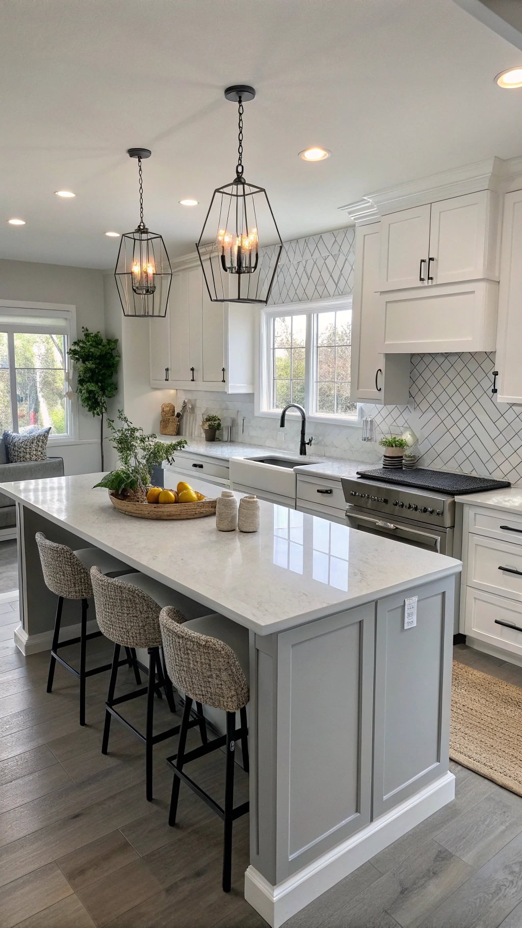 stylish light gray breakfast bar