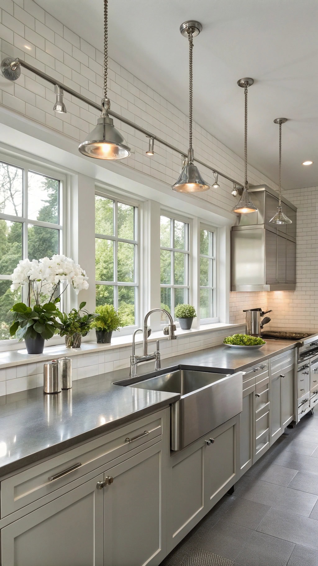 stylish silver track lighting