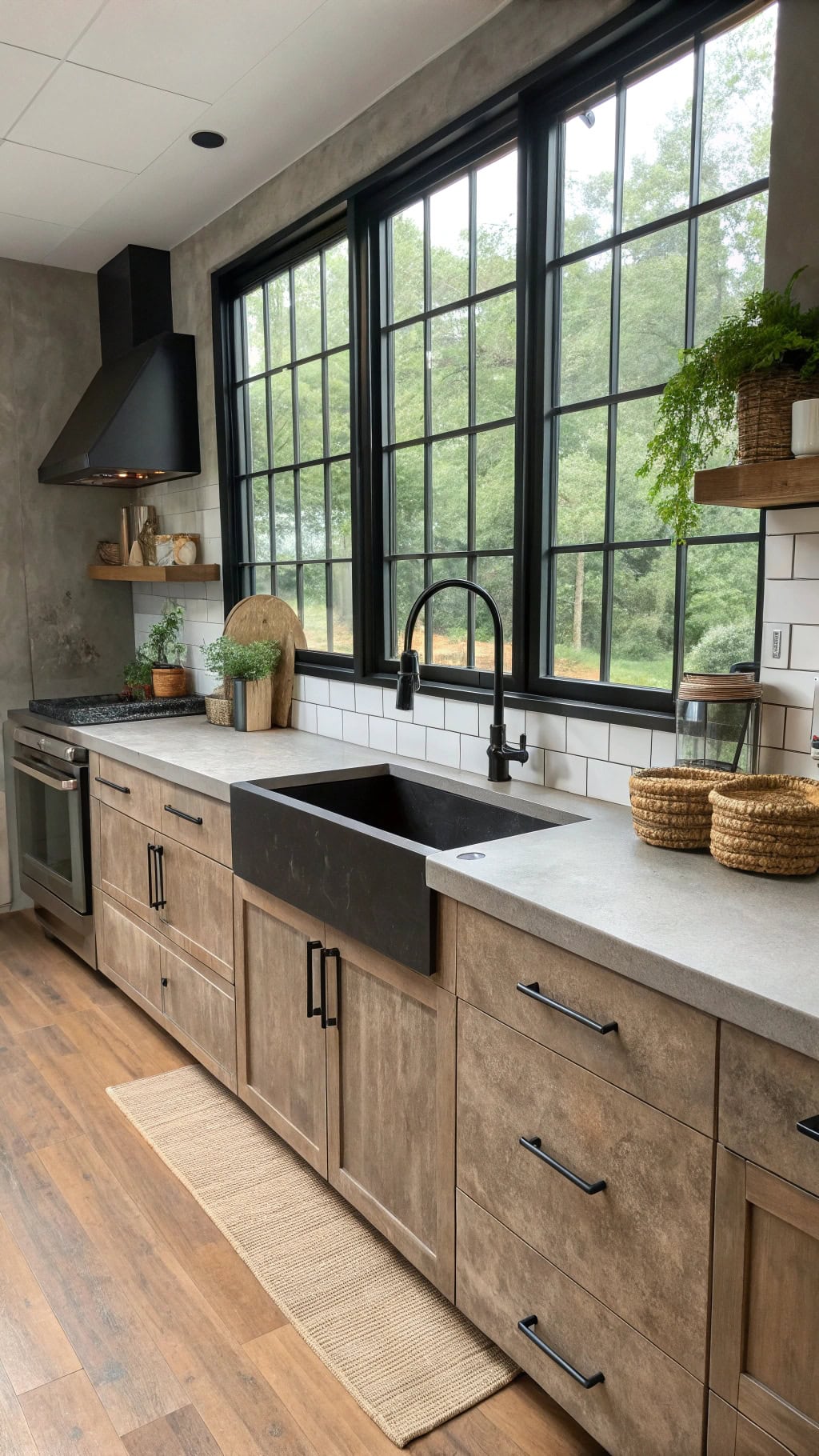 taupe concrete kitchen elegance