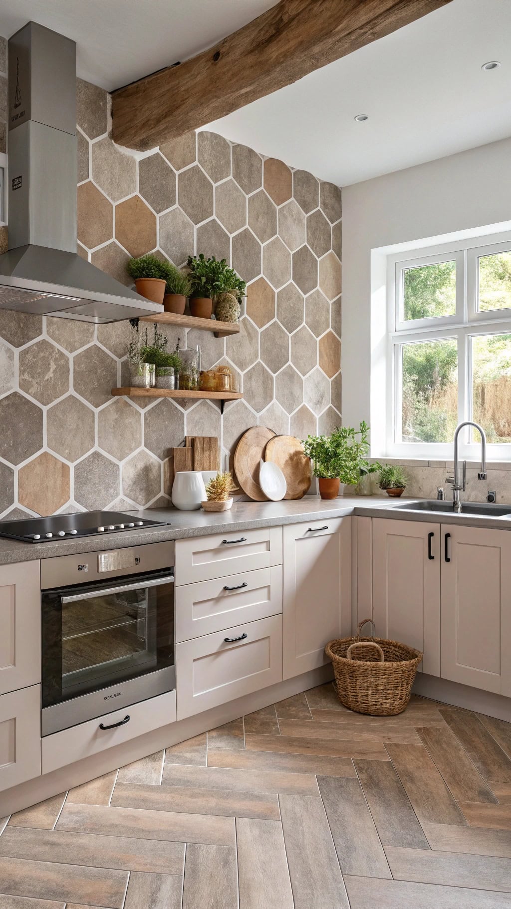 taupe hexagonal tile designs