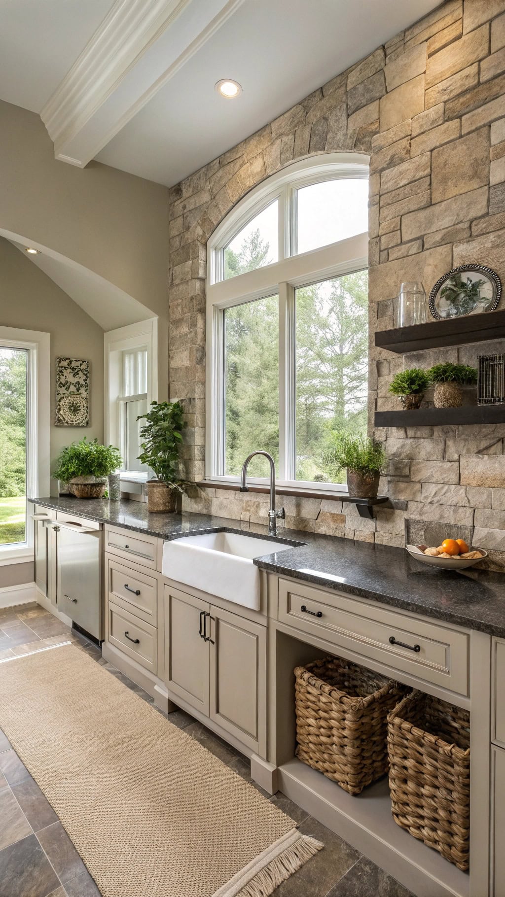 taupe walls natural stone