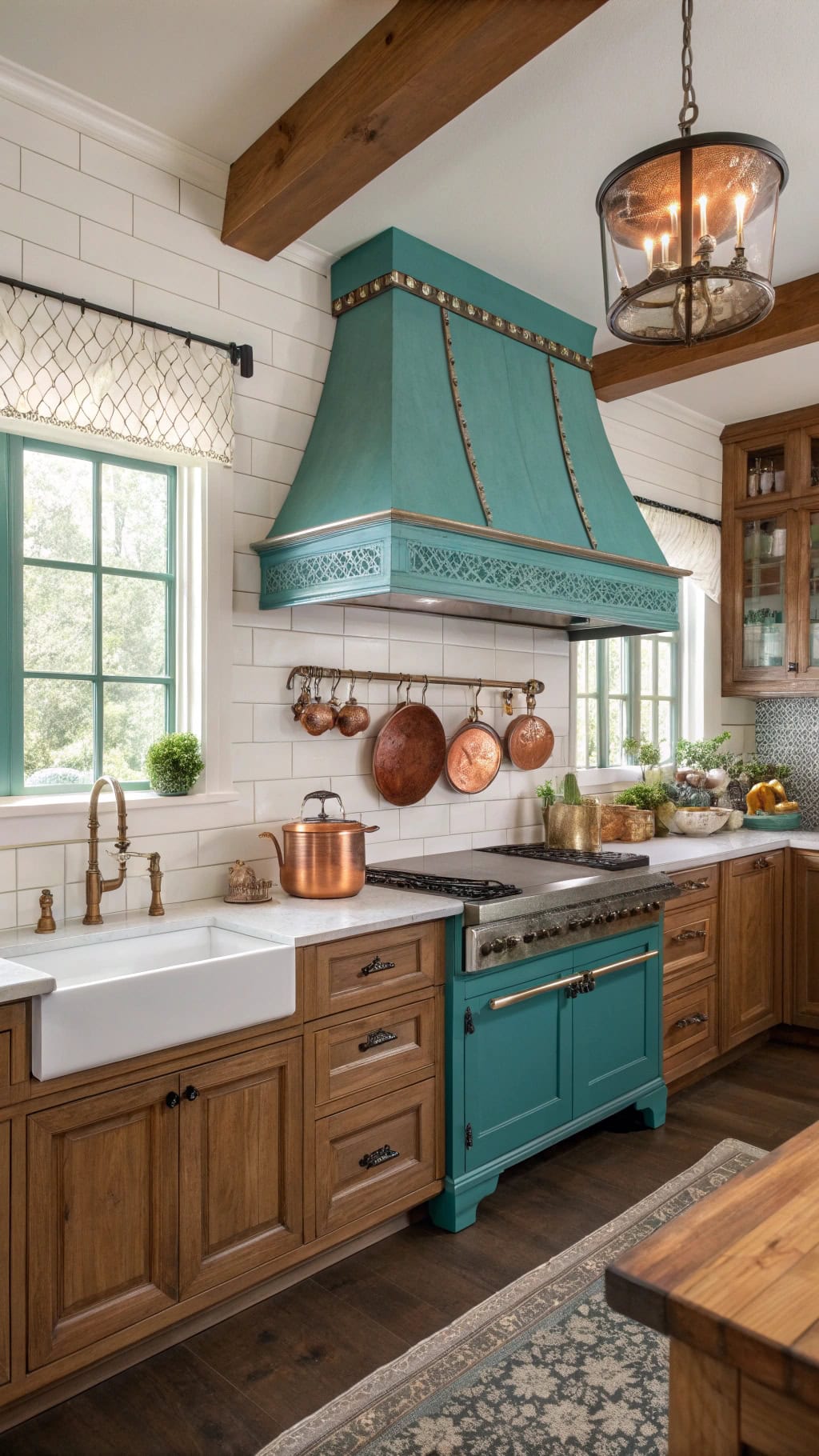 teal vintage range hood charm