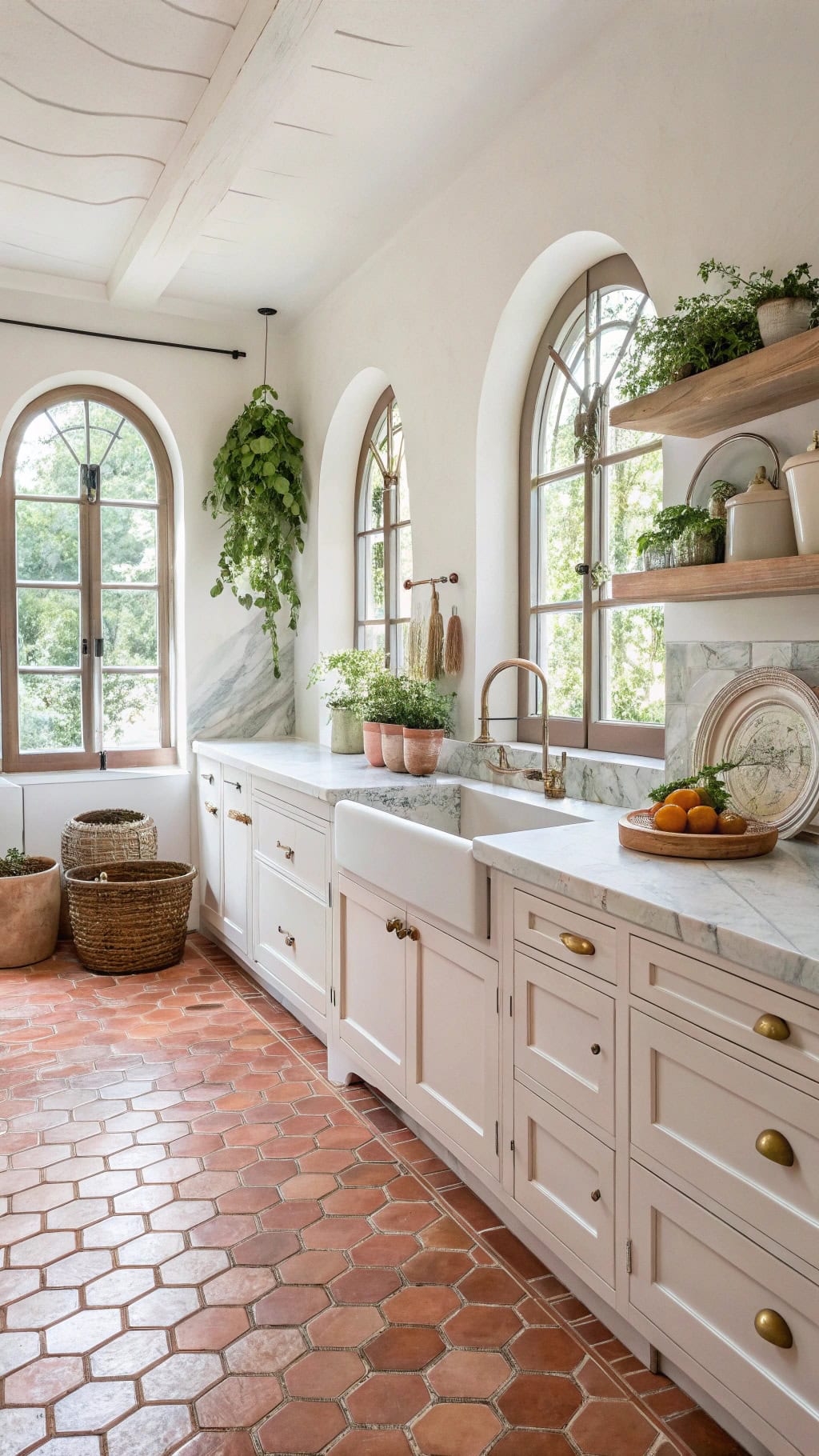 terracotta pink floor tiles