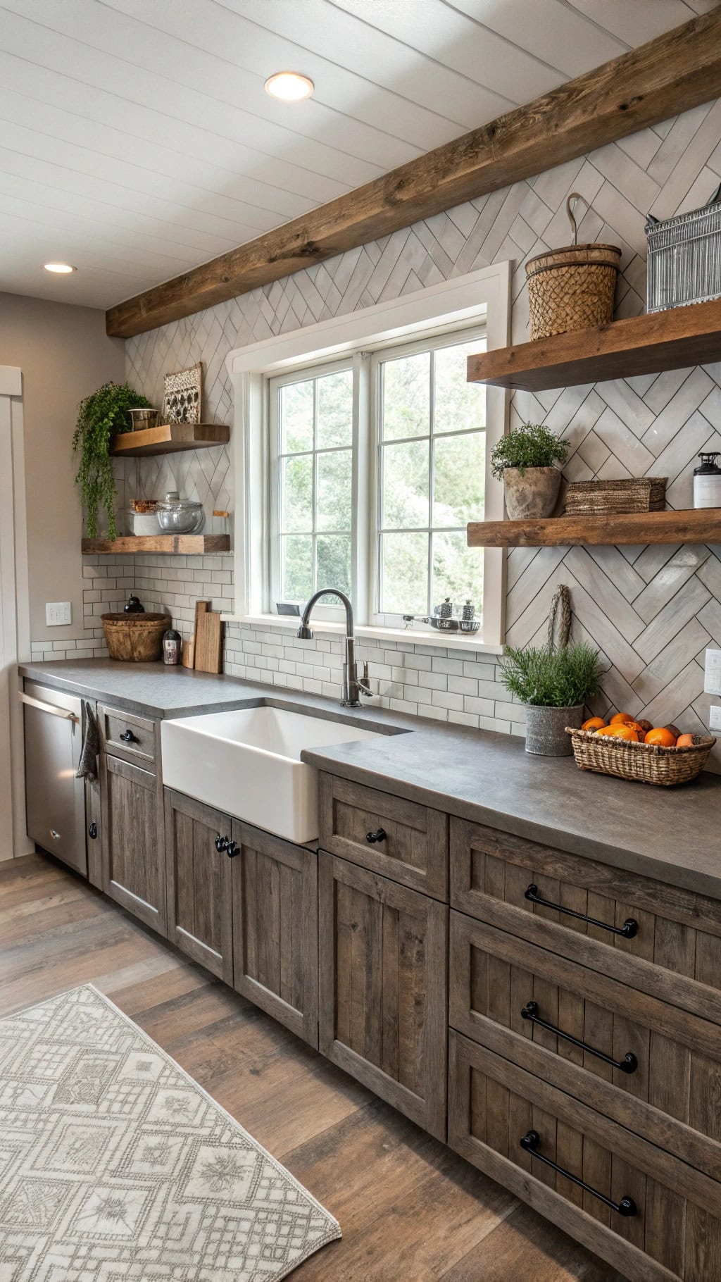 textured gray wood cabinets