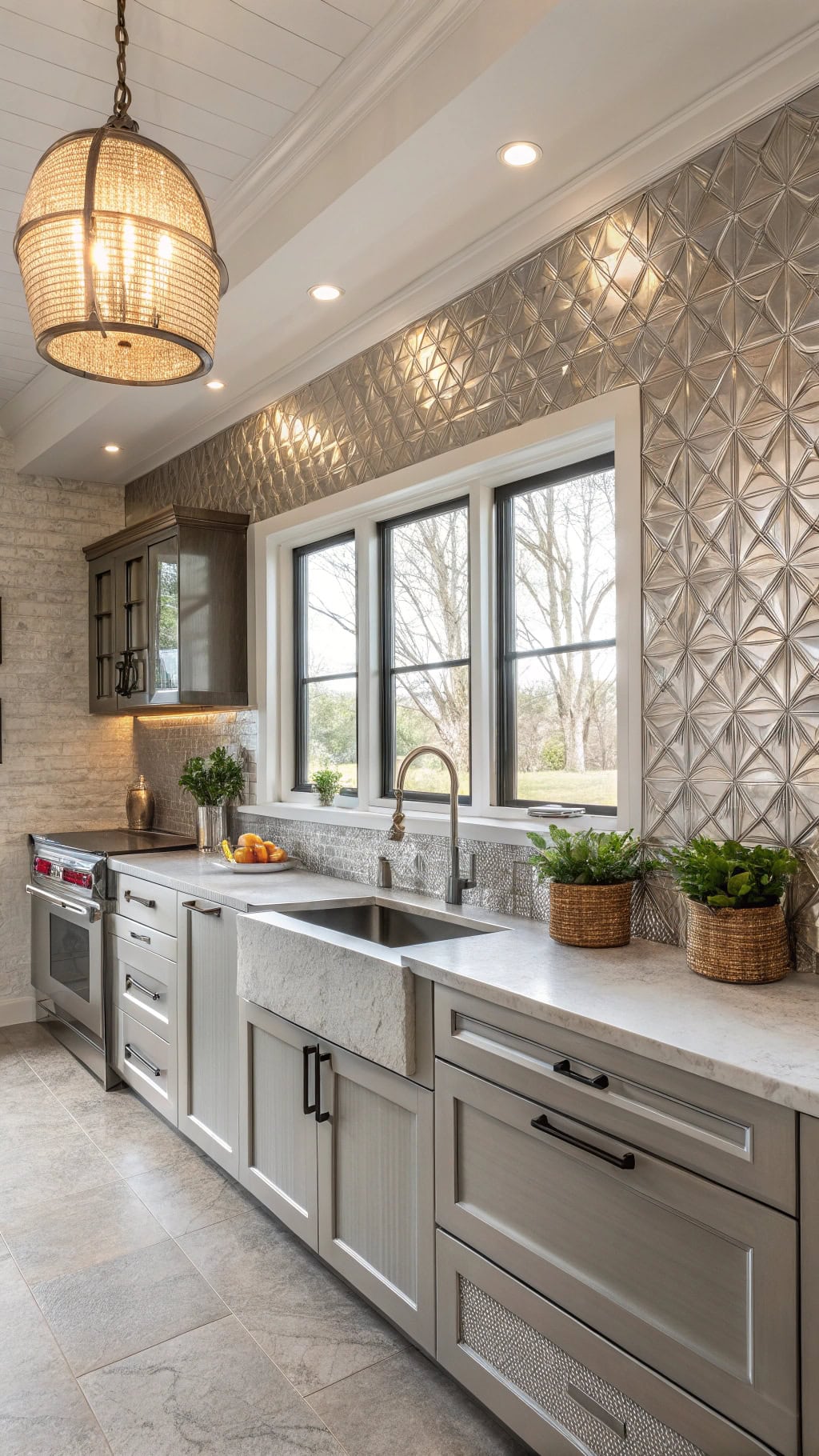 textured silver wall elegance