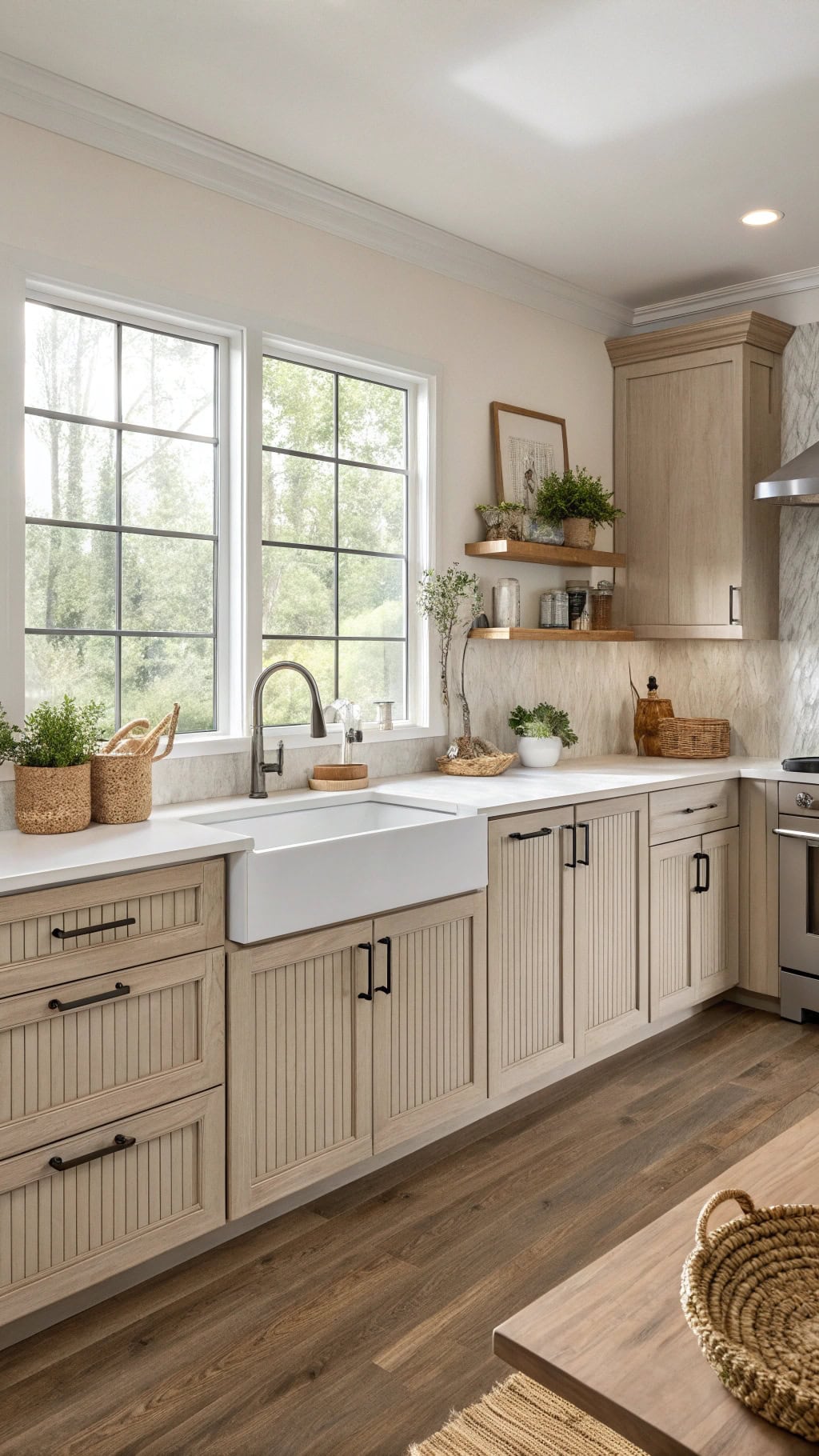 textured taupe cabinet elegance