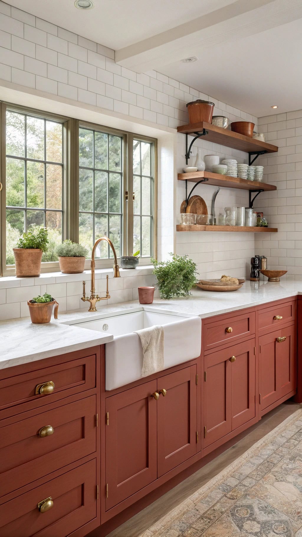 timeless crimson kitchen elegance