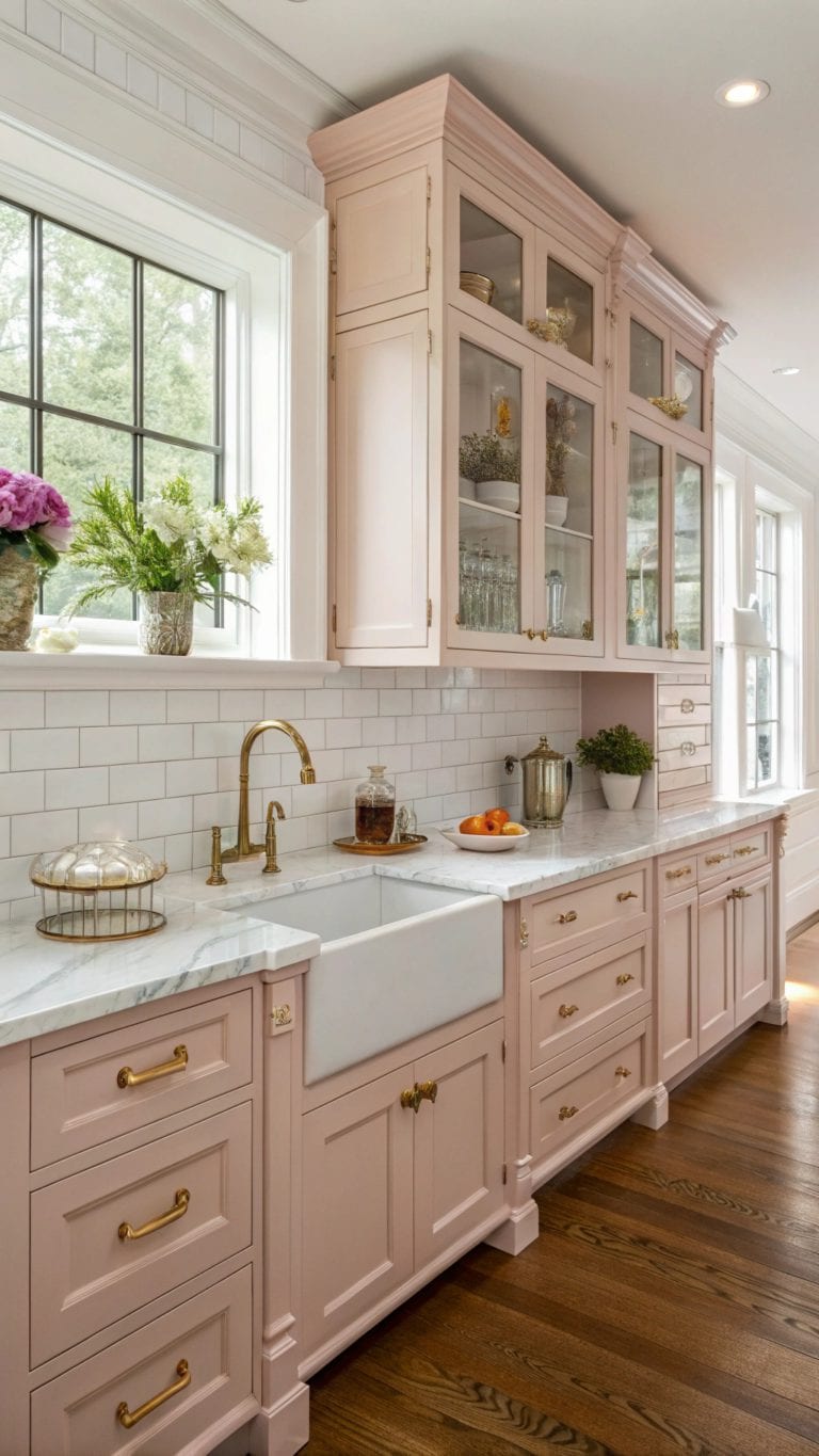 traditional pink kitchen elegance