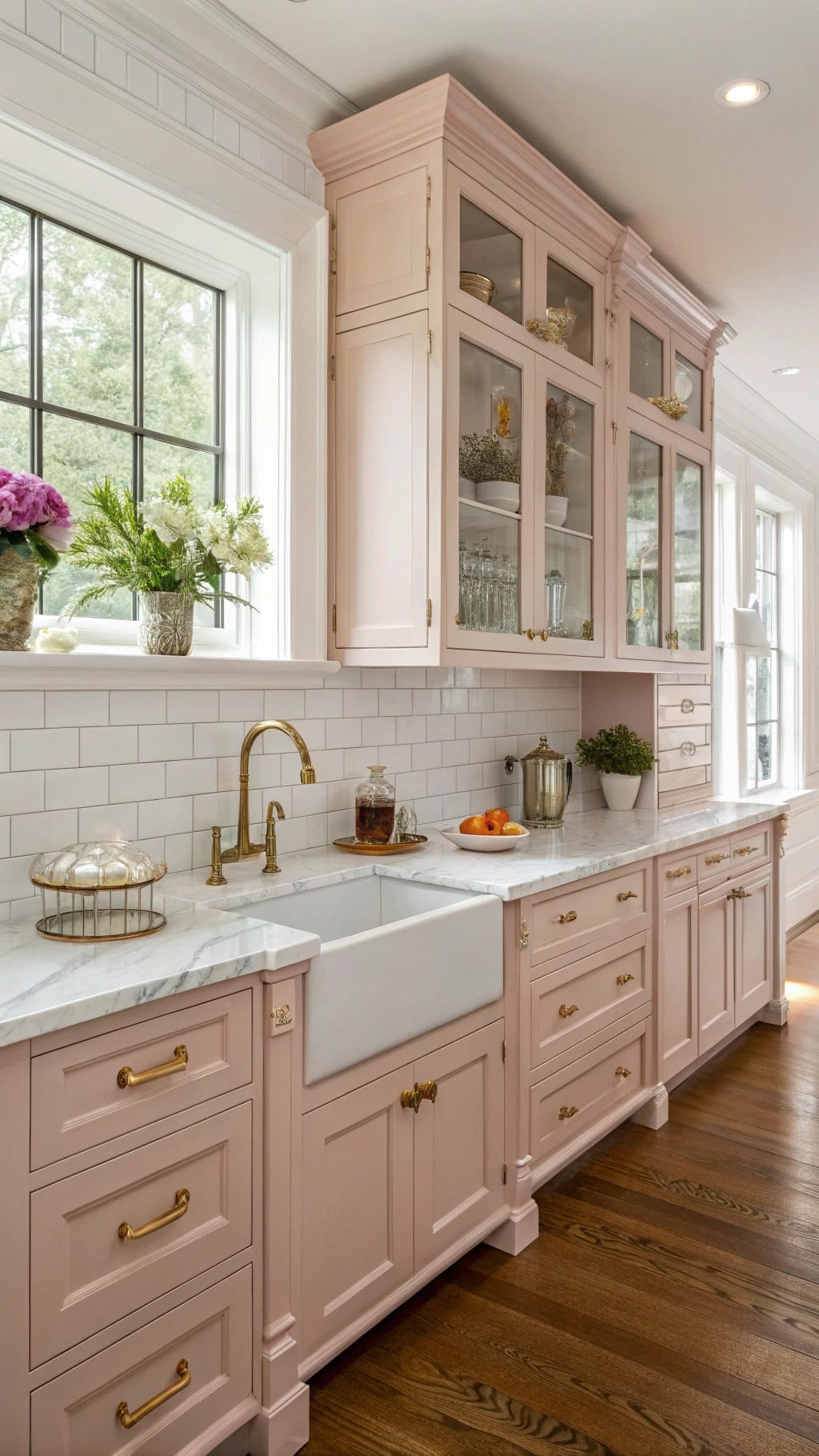traditional pink kitchen elegance