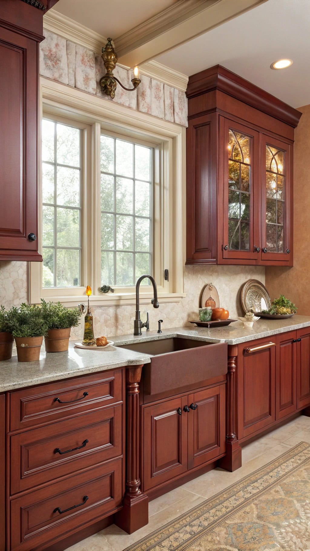 traditional red cabinetry elegance