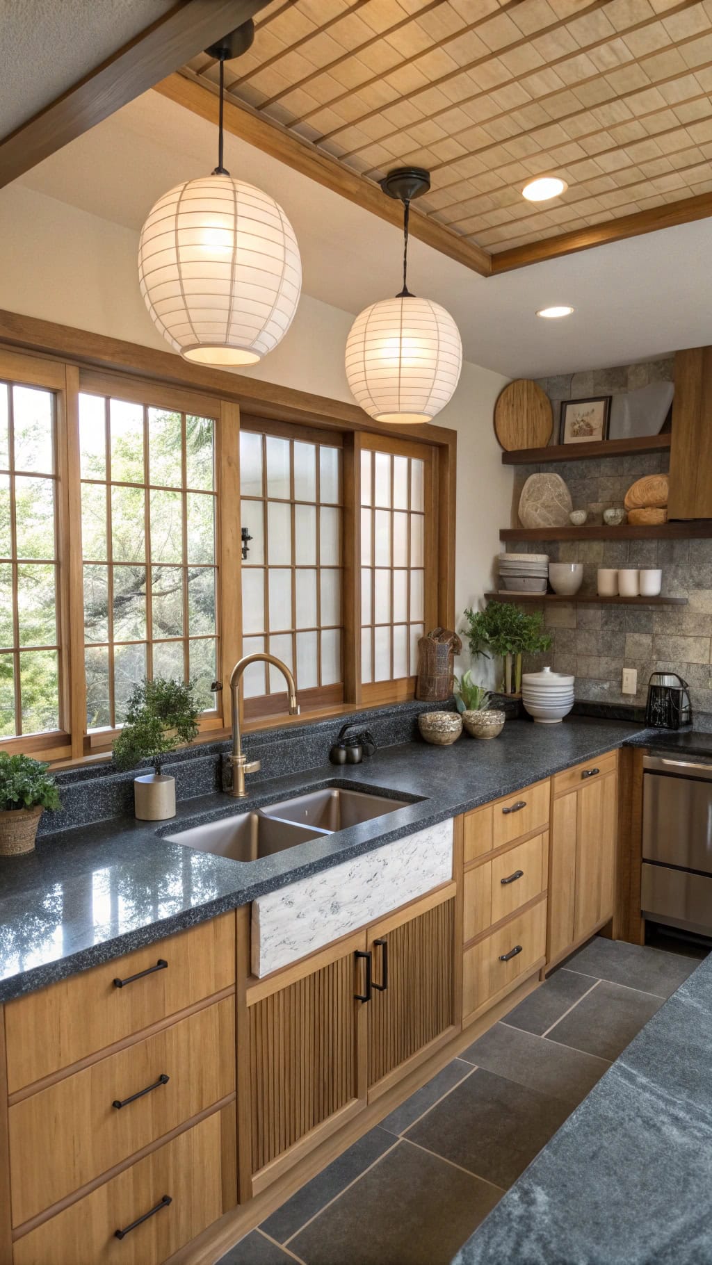 tranquil sushi bar kitchen
