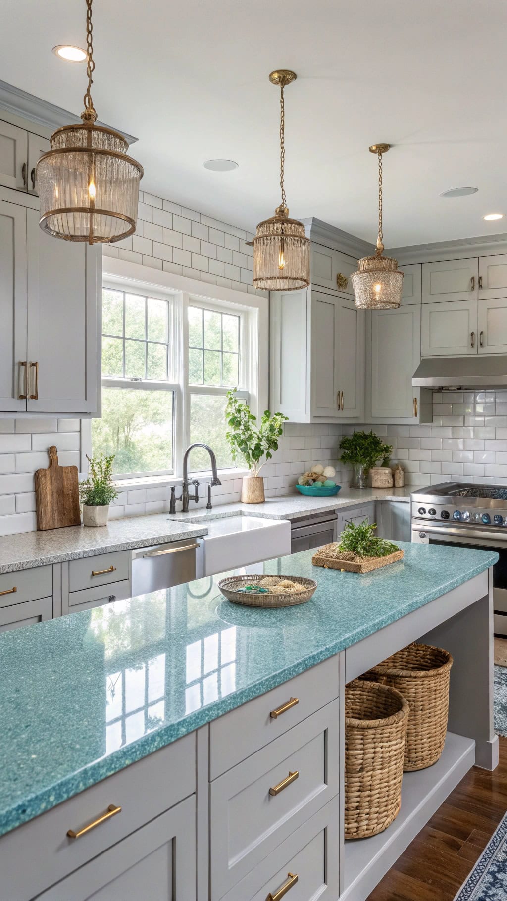 transitional blue glass elegance