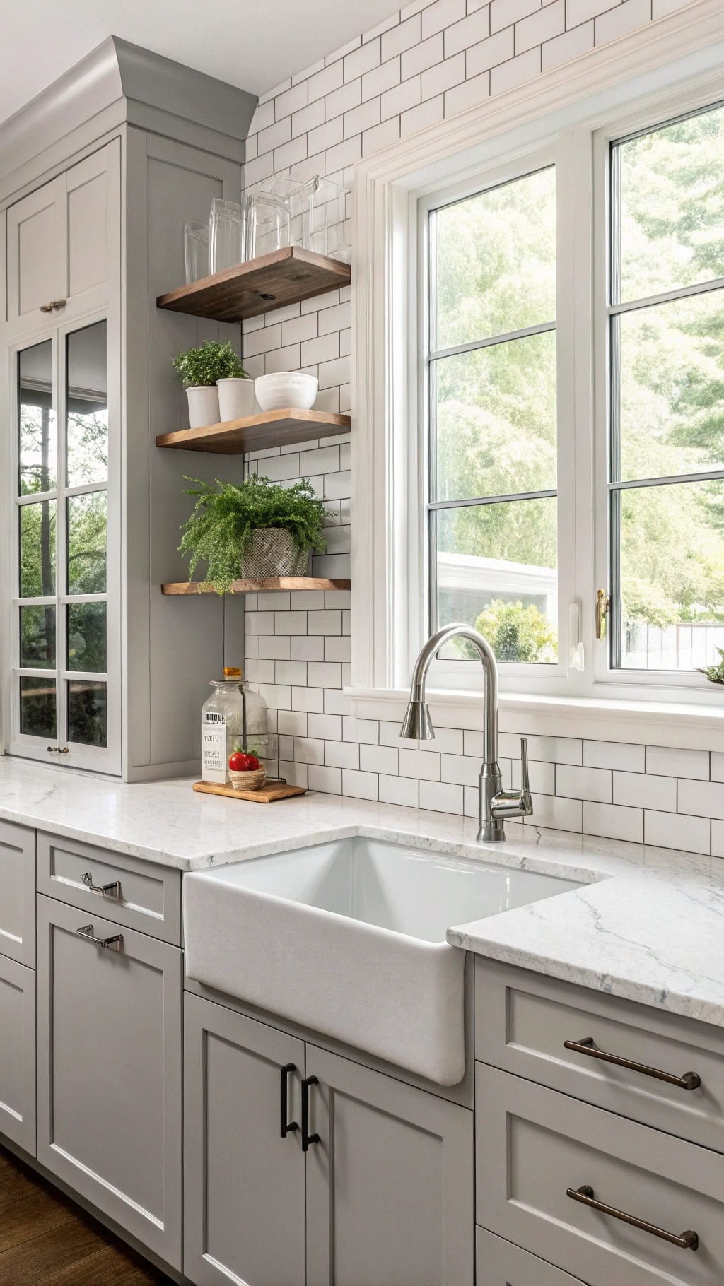 transitional gray cabinet doors