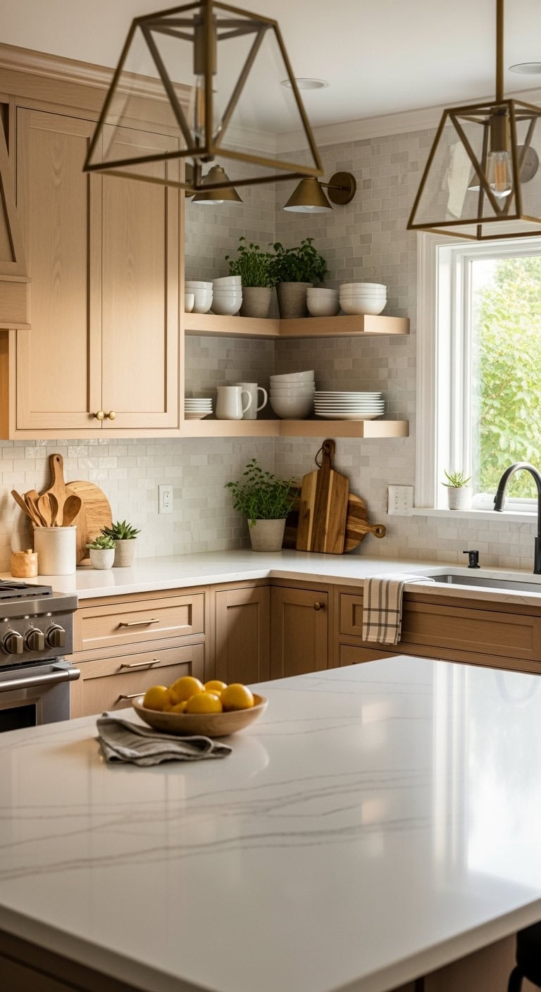 transitional sand kitchen design