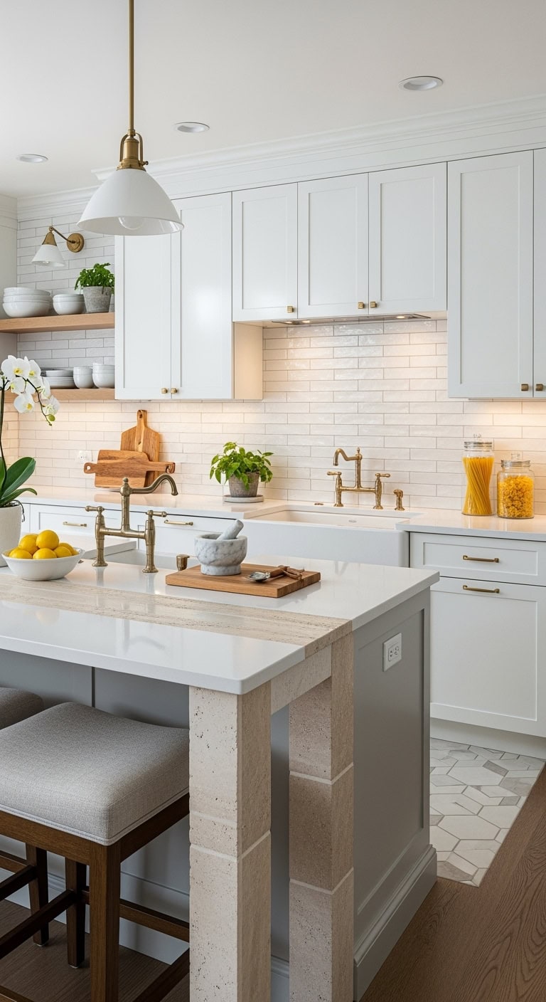 transitional white kitchen tiles