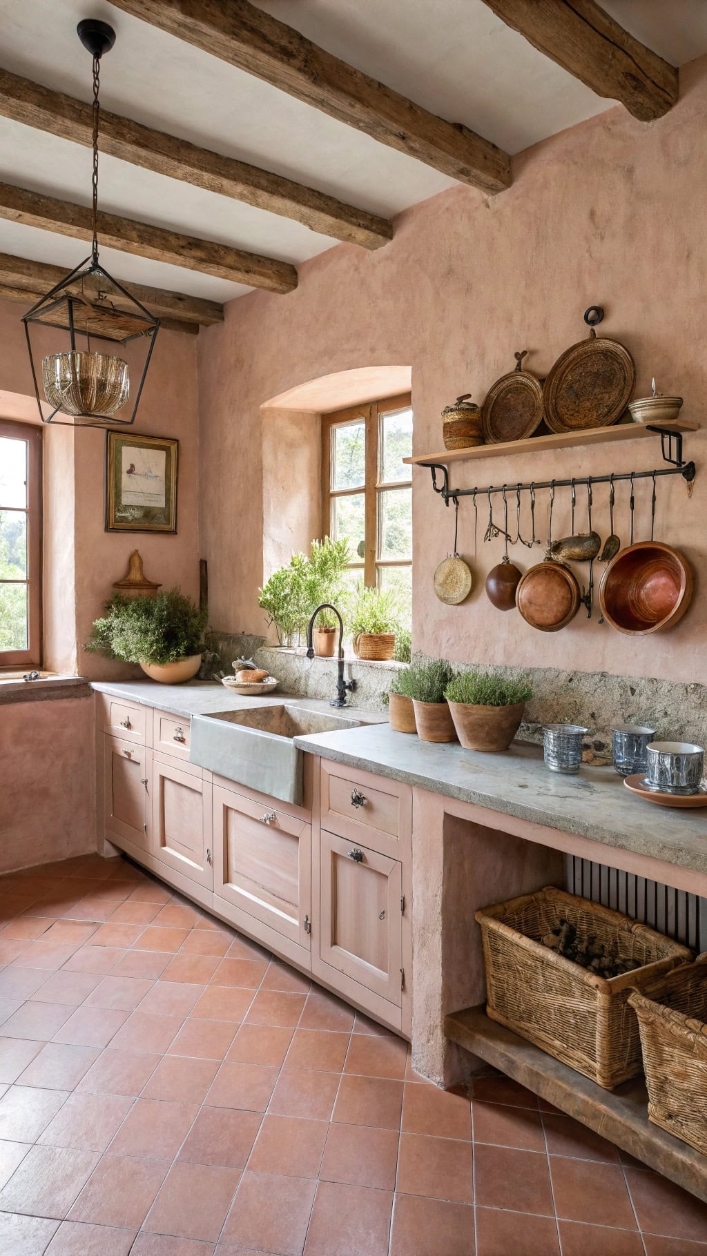 tuscan pink terracotta accents