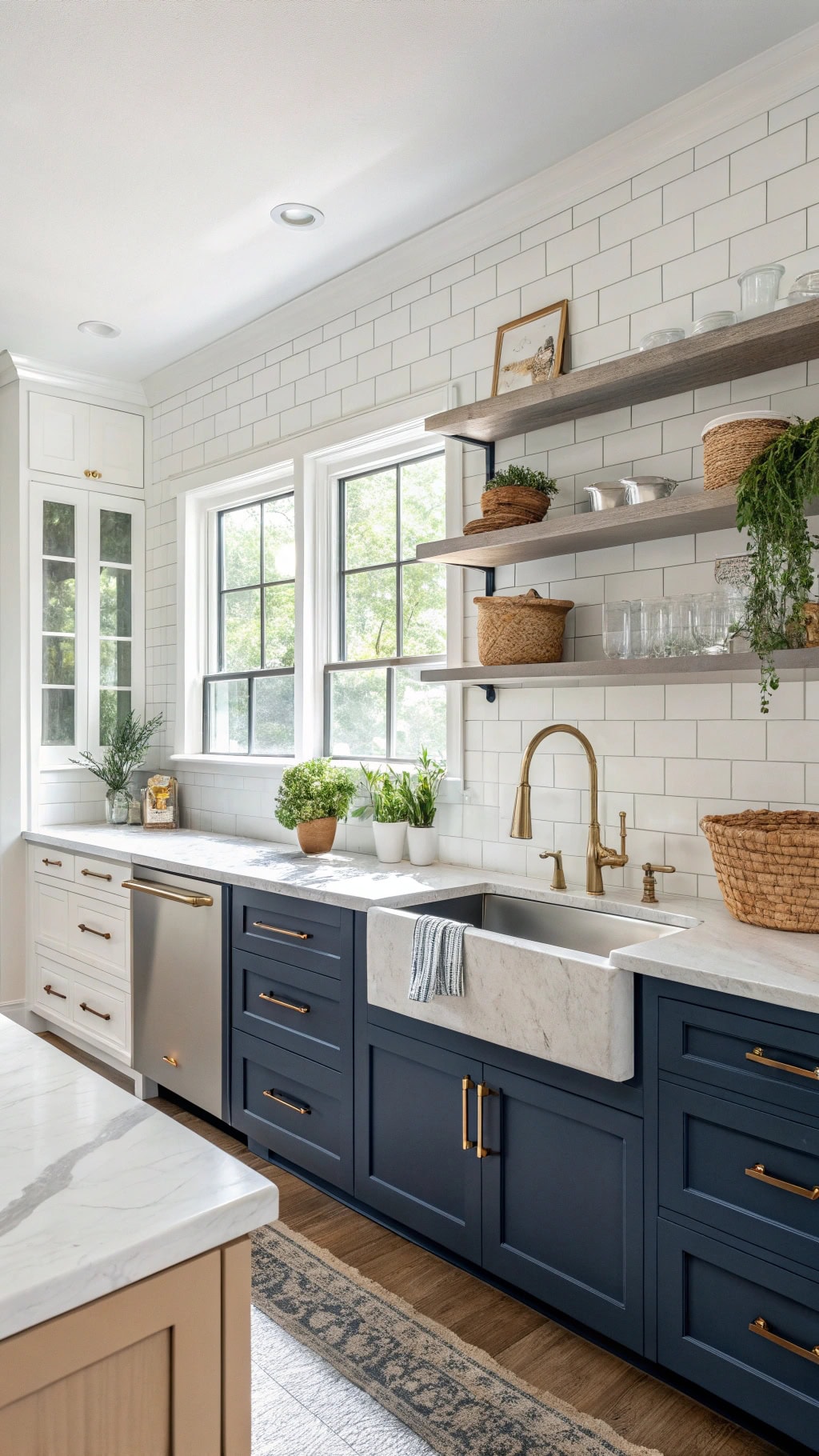 two tone ivory kitchen cabinets