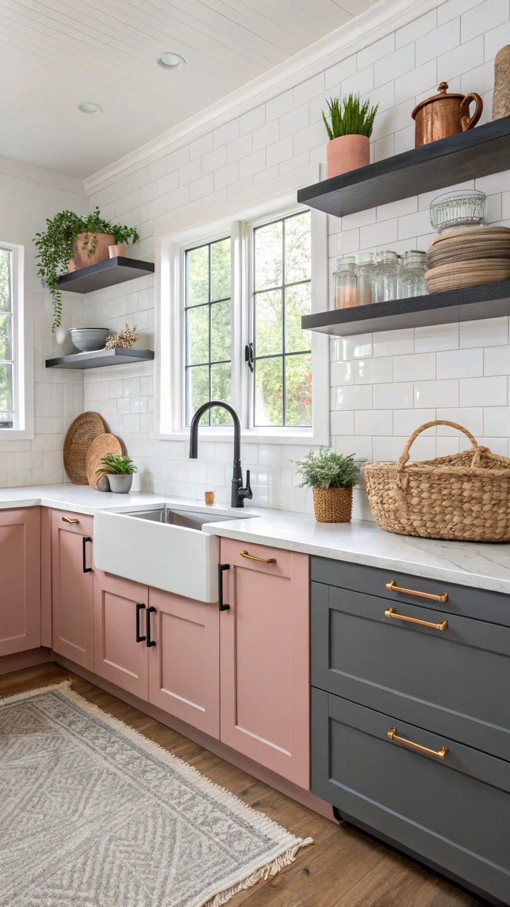 two tone pink cabinet combinations